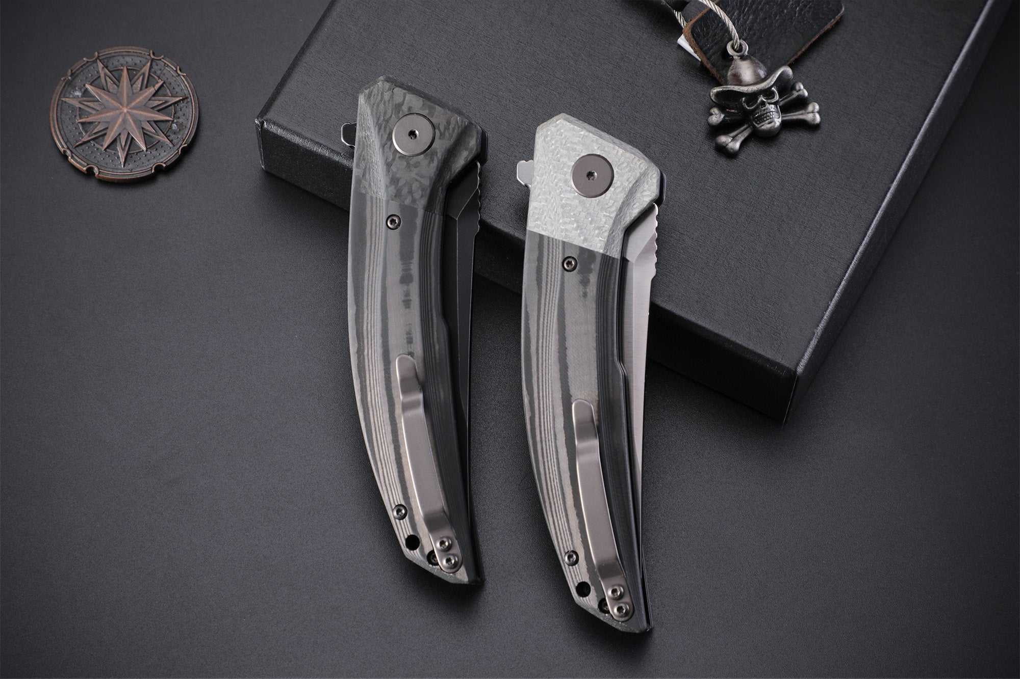 Petrified Fish PFP05 Deepsea ,3.66” K110 Blade,Carbon fiber/Micarta/Carbon fiber&G10 Handle Flipper Liner lock Folding knife