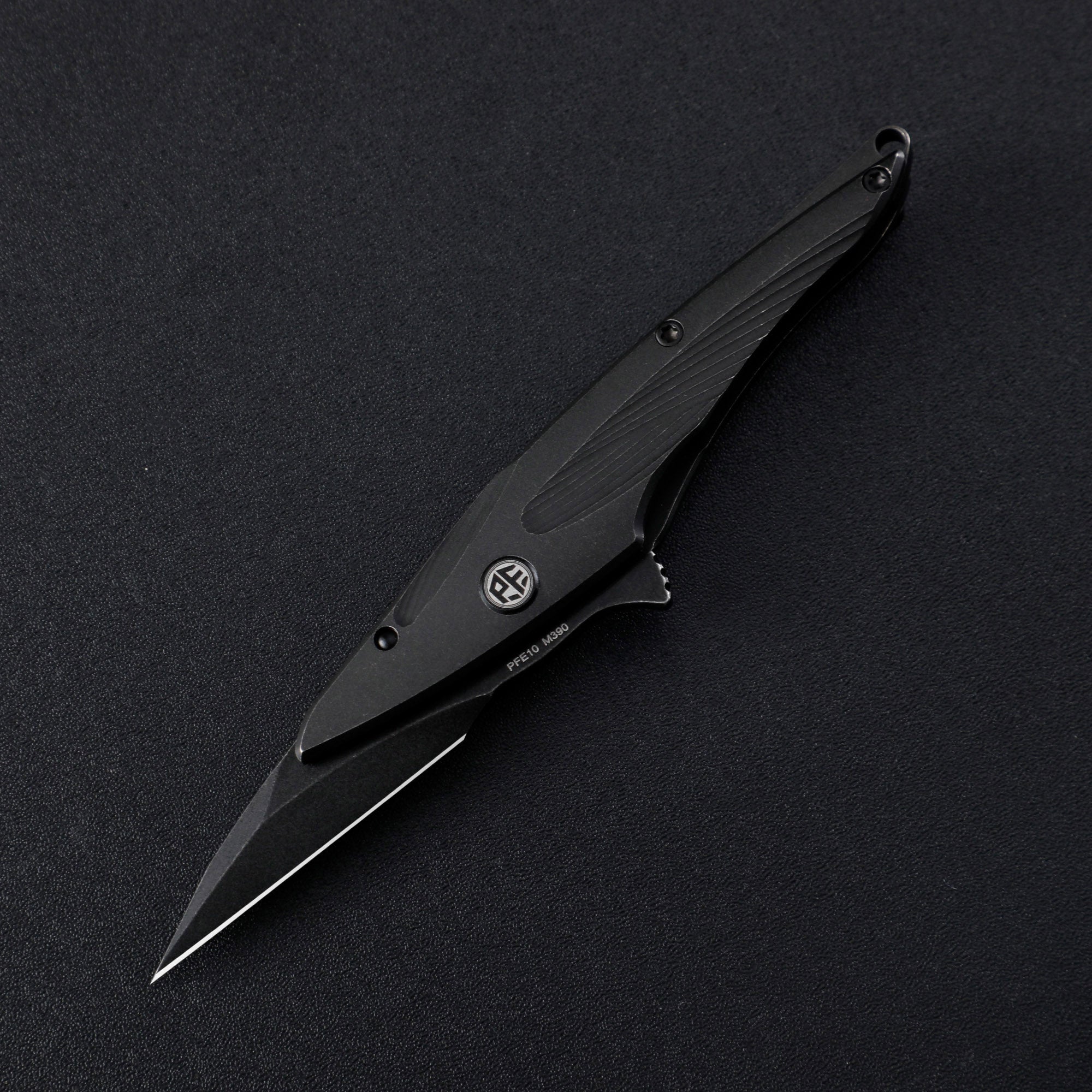 Petrified Fish PFE10 Hummingbird,1.06" M390 Satin/Black Stonewashed Blade, 30g Titanium Handle Frame lock Folding knife