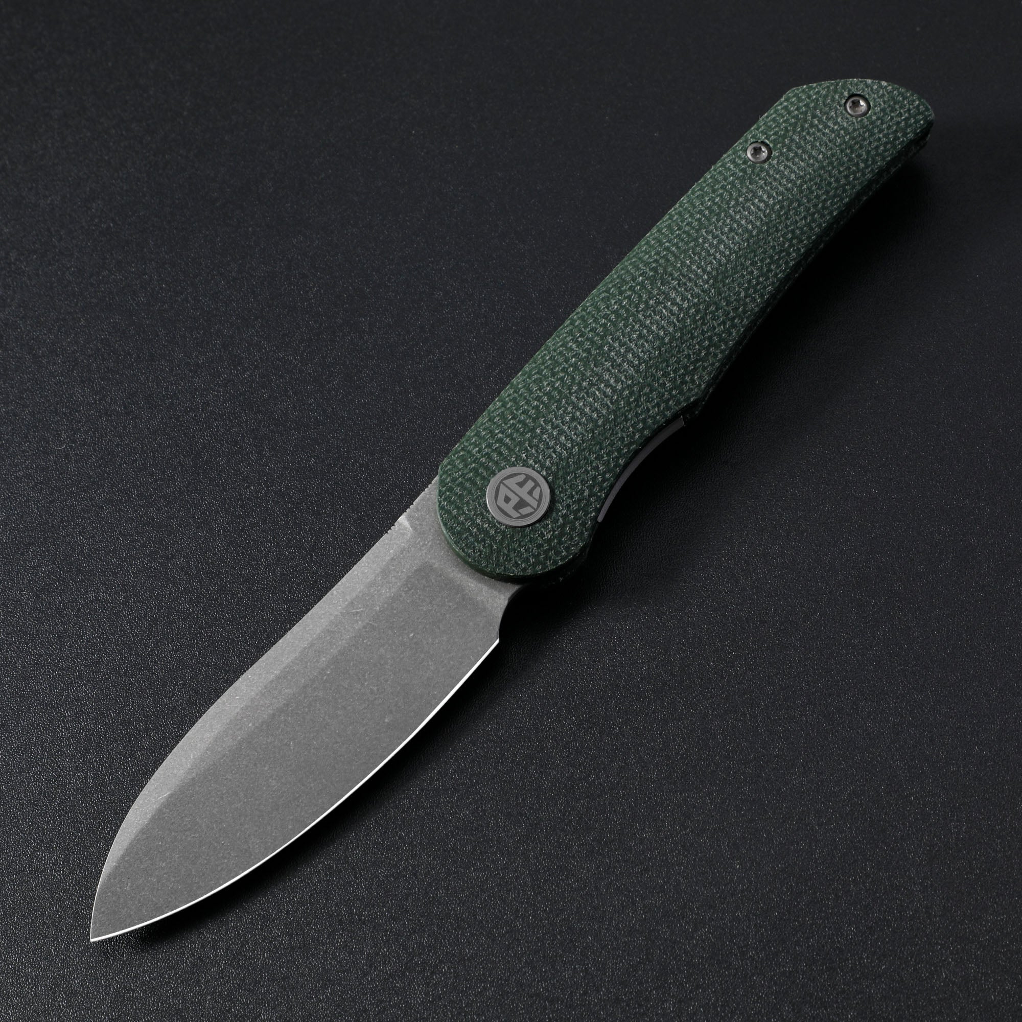 Petrified Fish PFE16 Elcamino , 3.15" N690 Steel Blade, Micarta/Gmascus/Aluminum Handle, Front Flipper Liner lockFolding knife