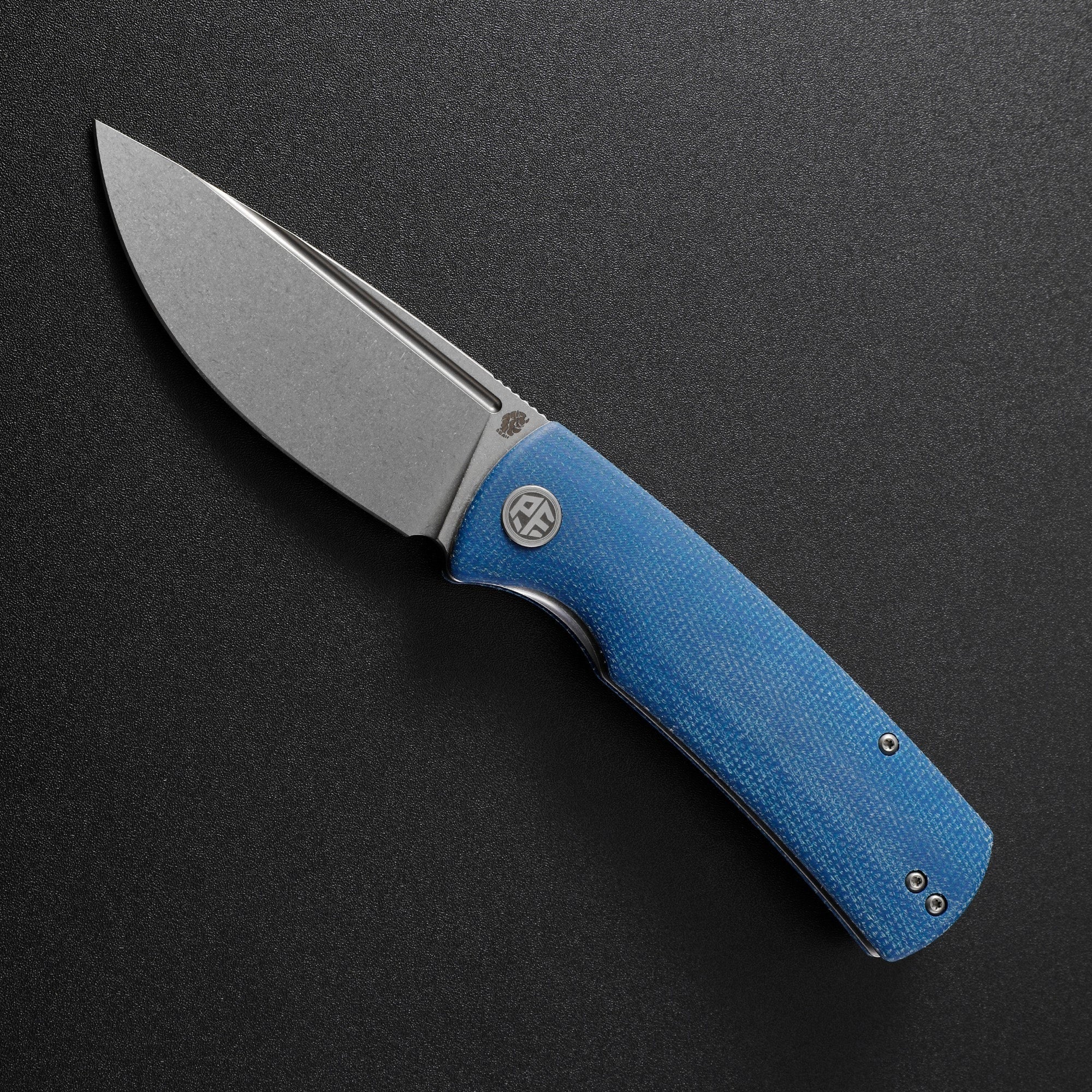Petrified Fish PFP01 Beluga ,3.62" K110 Black Sand blasting Blade,159g/142g  G10/Micarta Handle Front Flipper Liner lock Folding knife