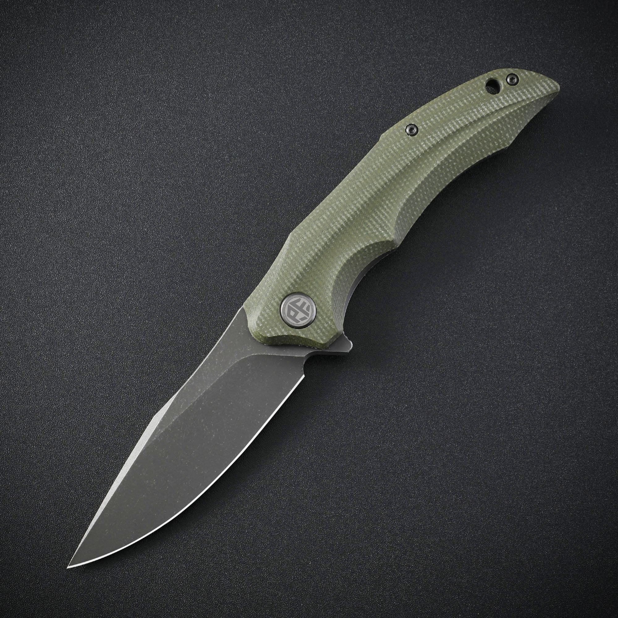 Petrified Fish PFP10 Hairtail ,3.54" K110 Steel Blade, 149g Micarta/Carbon Fiber Handle, Flipper Liner lock  Folding knife