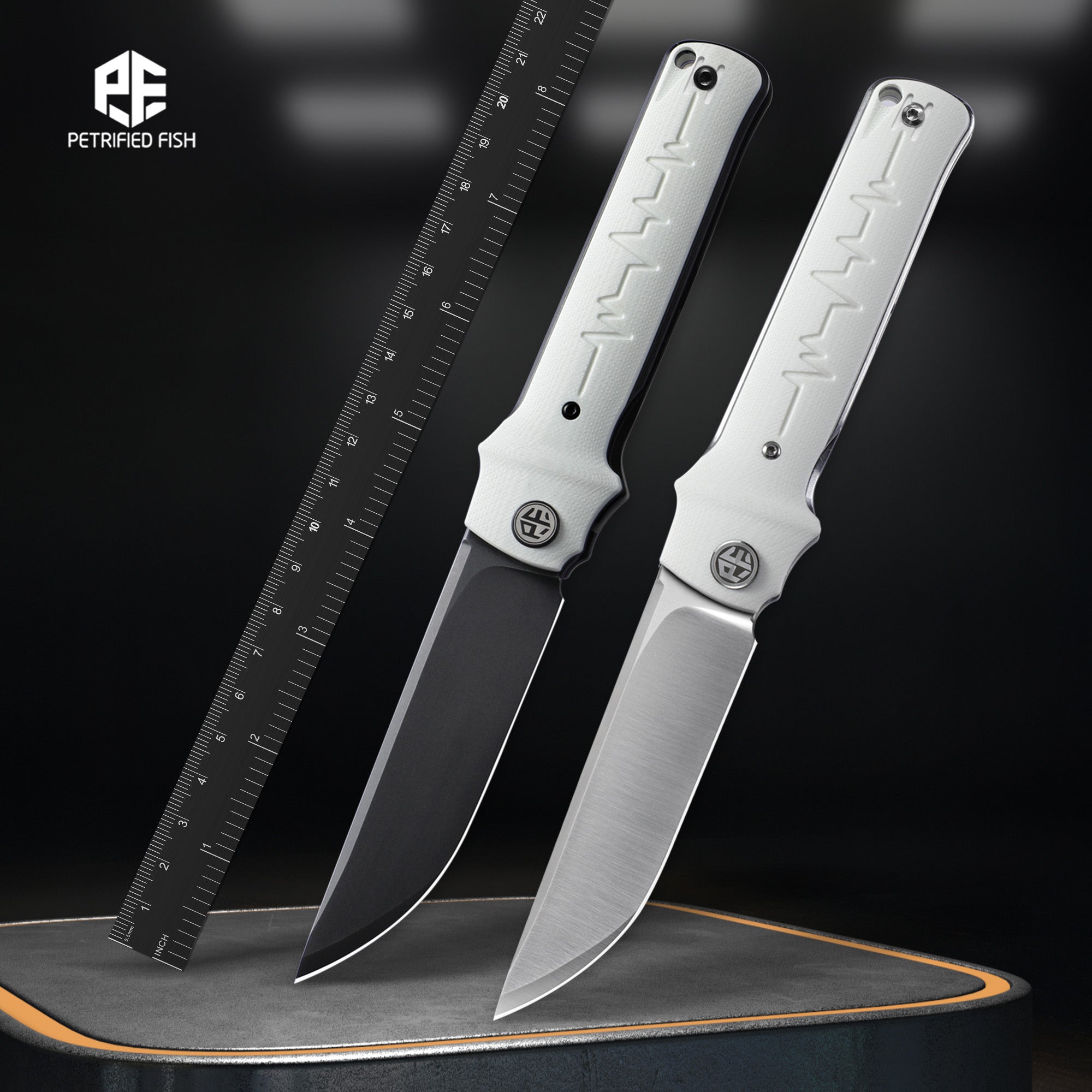 Petrified Fish PFB04 Tena , 3.82" D2 Steel Blade, G10 Handle, Front Flipper Liner lock Folding knife