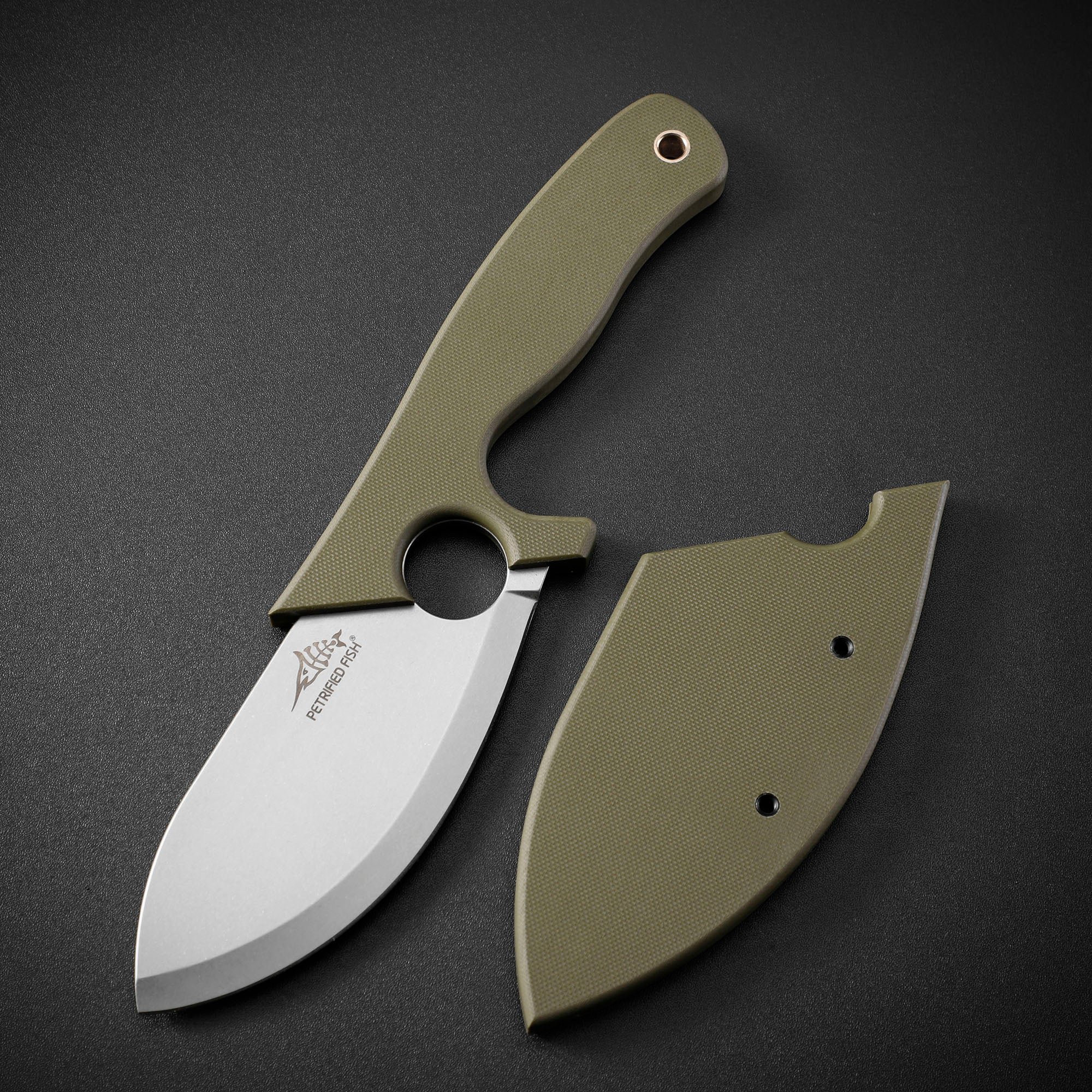 Petrified Fish PFH01 EEL , 3.46" 9CR18MOV Steel Blade, G10 Handle, Multifunctional Fixed Blade knife