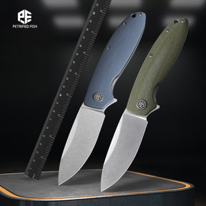 Petrified Fish PFB01 Terra ,3.54" D2 Blade, Gmascus/G10/Micarta Handle Flipper Liner lock Folding knife