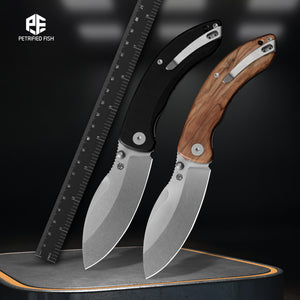 Petrified Fish PFB06 - Zonda, 3.74" 14C28N Steel Blade, G10/Wood Handle, Liner Lock Folding knife