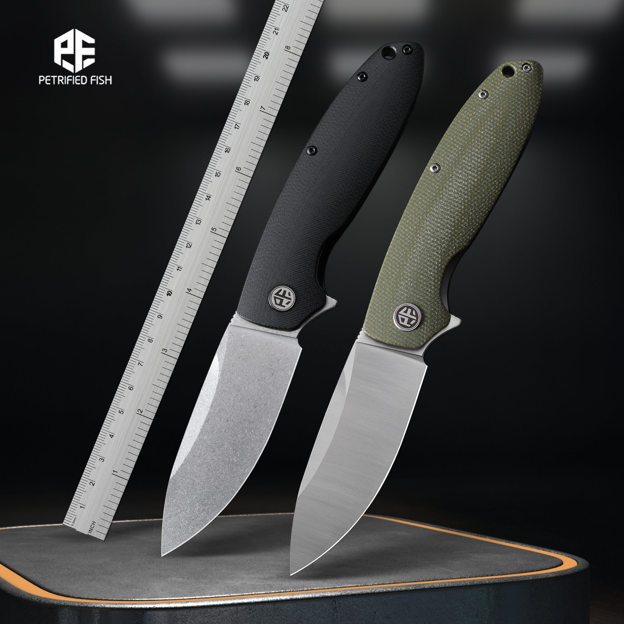 Petrified Fish PFB01 Terra ,3.54" D2 Blade, Gmascus/G10/Micarta Handle Flipper Liner lock Folding knife