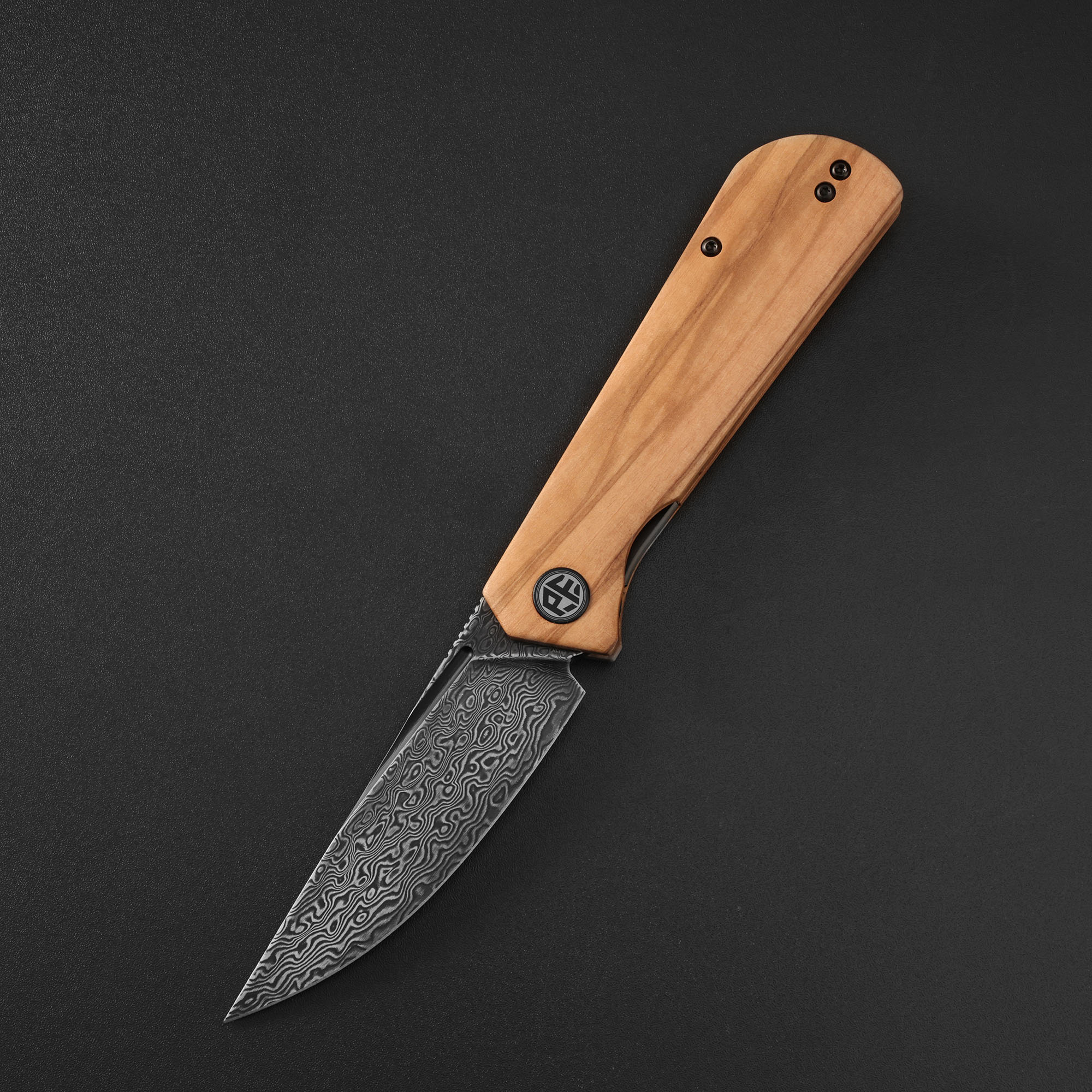 Petrified Fish PFP07 Viking  ,3.62" K110/Damascus Blade, G10/Micarta/Wood Handle Front Flipper Liner lock Folding knife