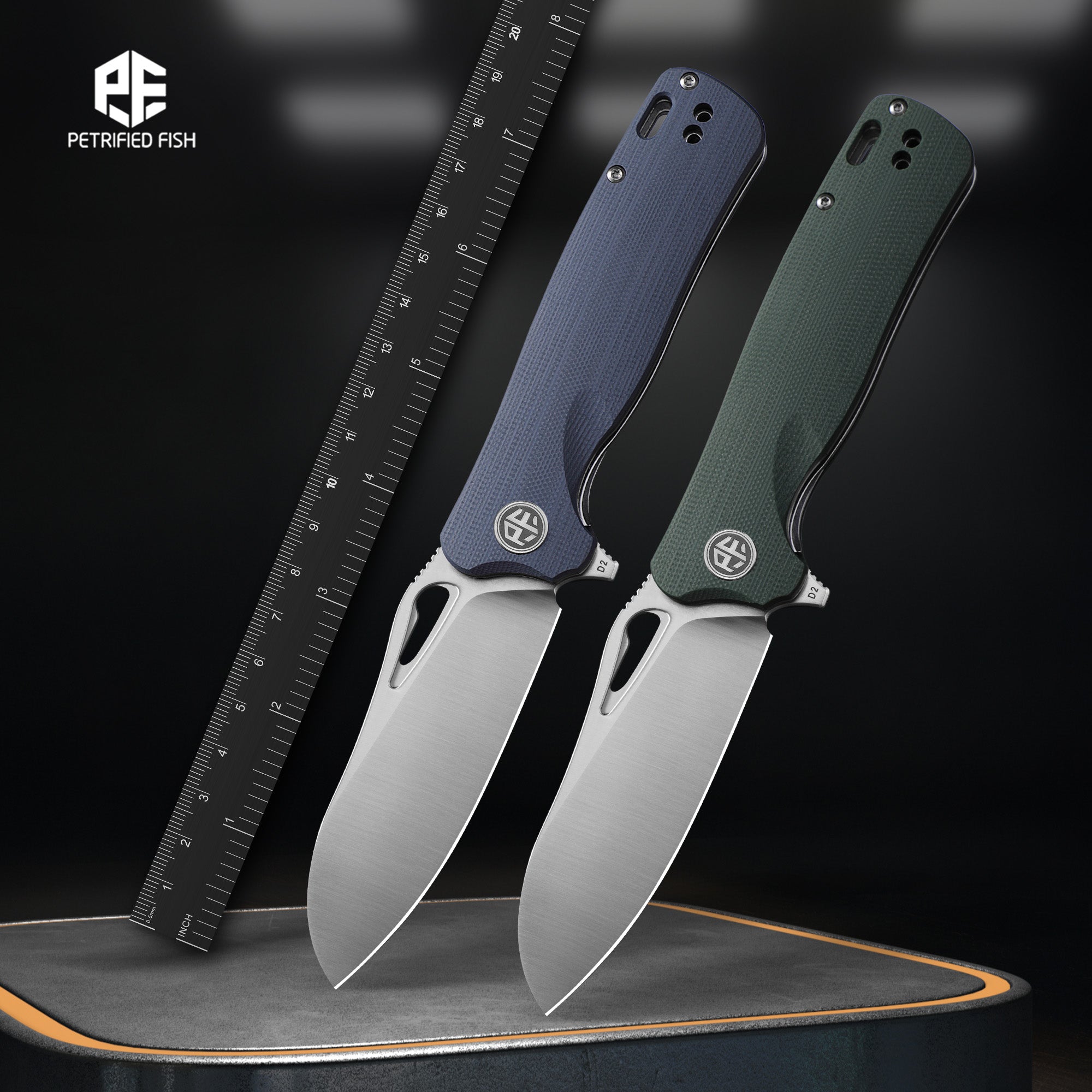 Petrified Fish PF868 Bunta ,3.39" D2 Satin Blade,146g G10 Handle Flipper Liner lock Folding knife