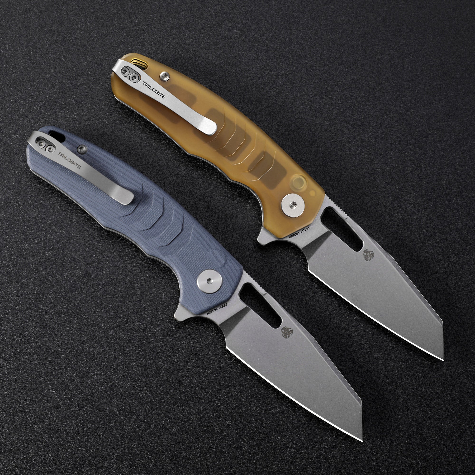 Petrified Fish PFE17 Trilobite,3.03" 14C28N Steel Blade,G10/ULTEM/Carbon Fiber Handle,Flipper Button Lock Folding Knife