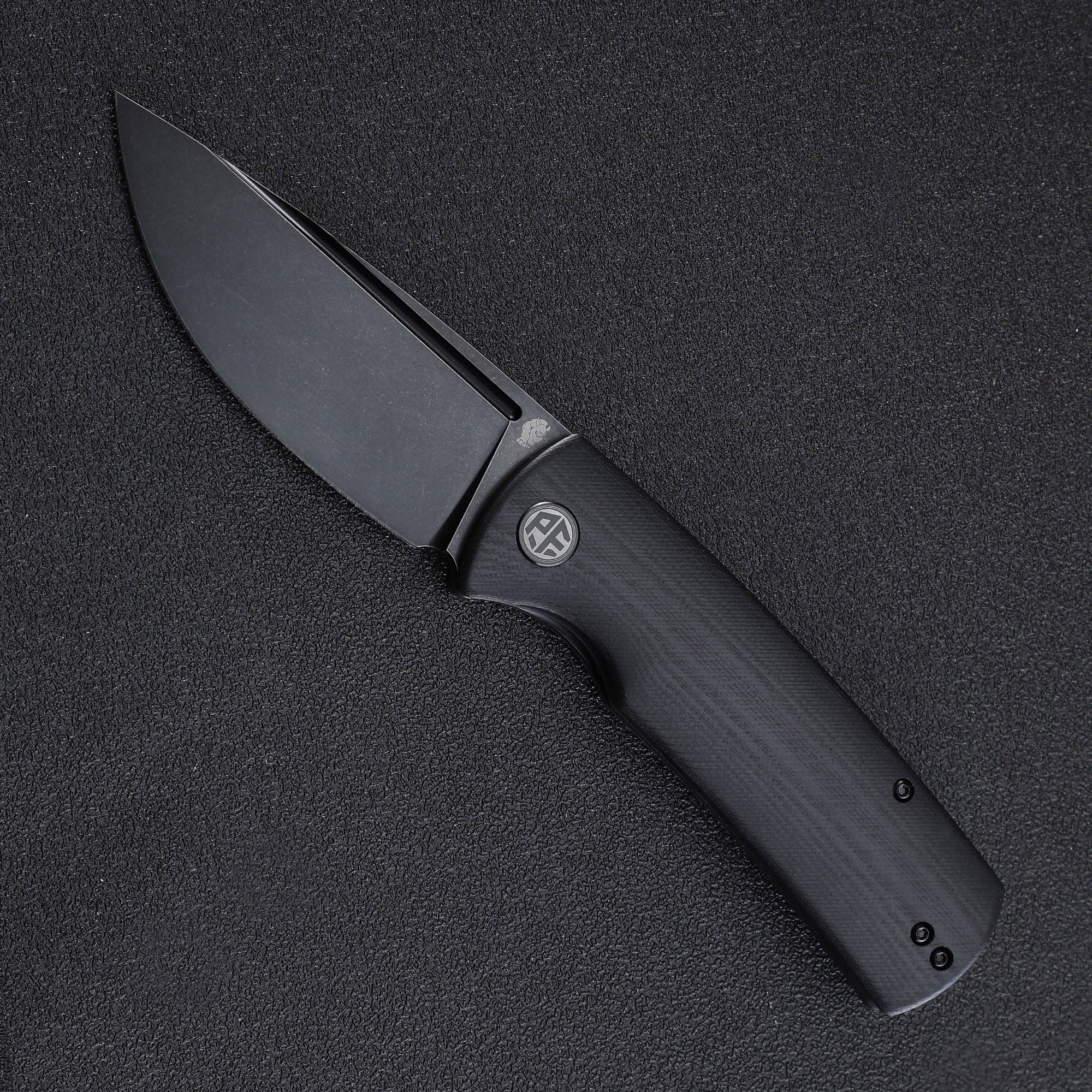 Petrified Fish PFP01 Beluga ,3.62" K110 Black Sand blasting Blade,159g/142g  G10/Micarta Handle Front Flipper Liner lock Folding knife