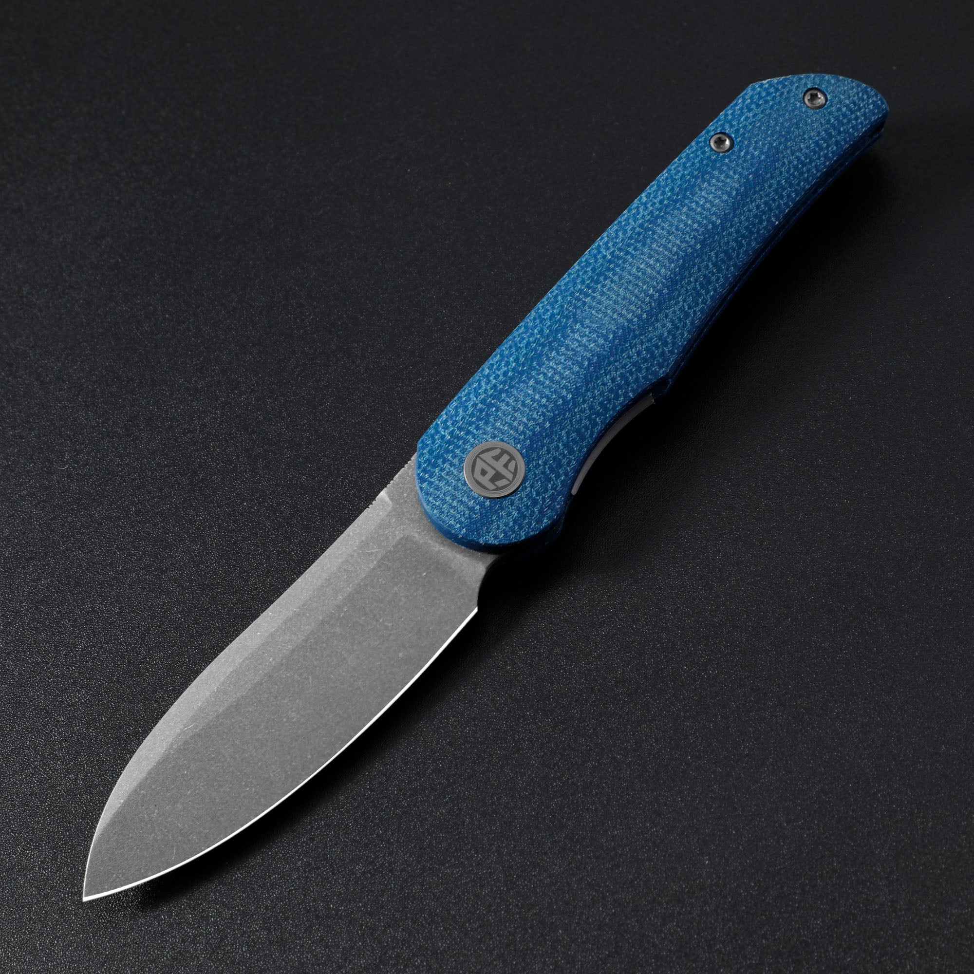 Petrified Fish PFE16 Elcamino , 3.15" N690 Steel Blade, Micarta/Gmascus Handle, Front Flipper Liner lockFolding knife
