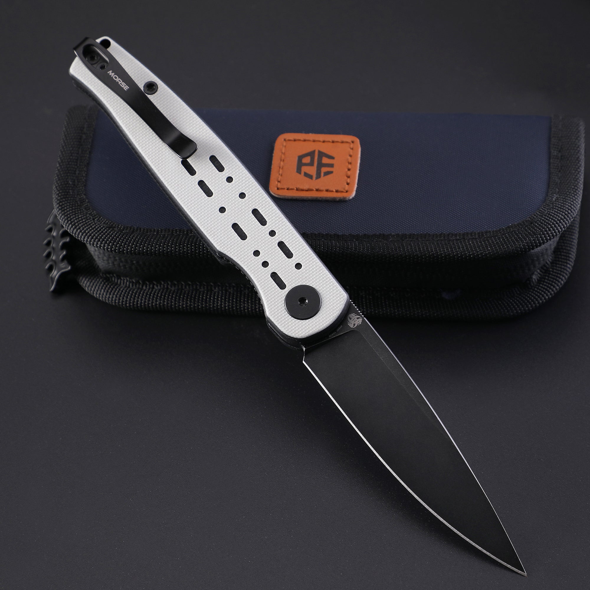Petrified Fish PFE07 Morse ,3.31" 154CM Satin Blade, 85g G10 Handle Front Flipper Liner lock  Folding knife