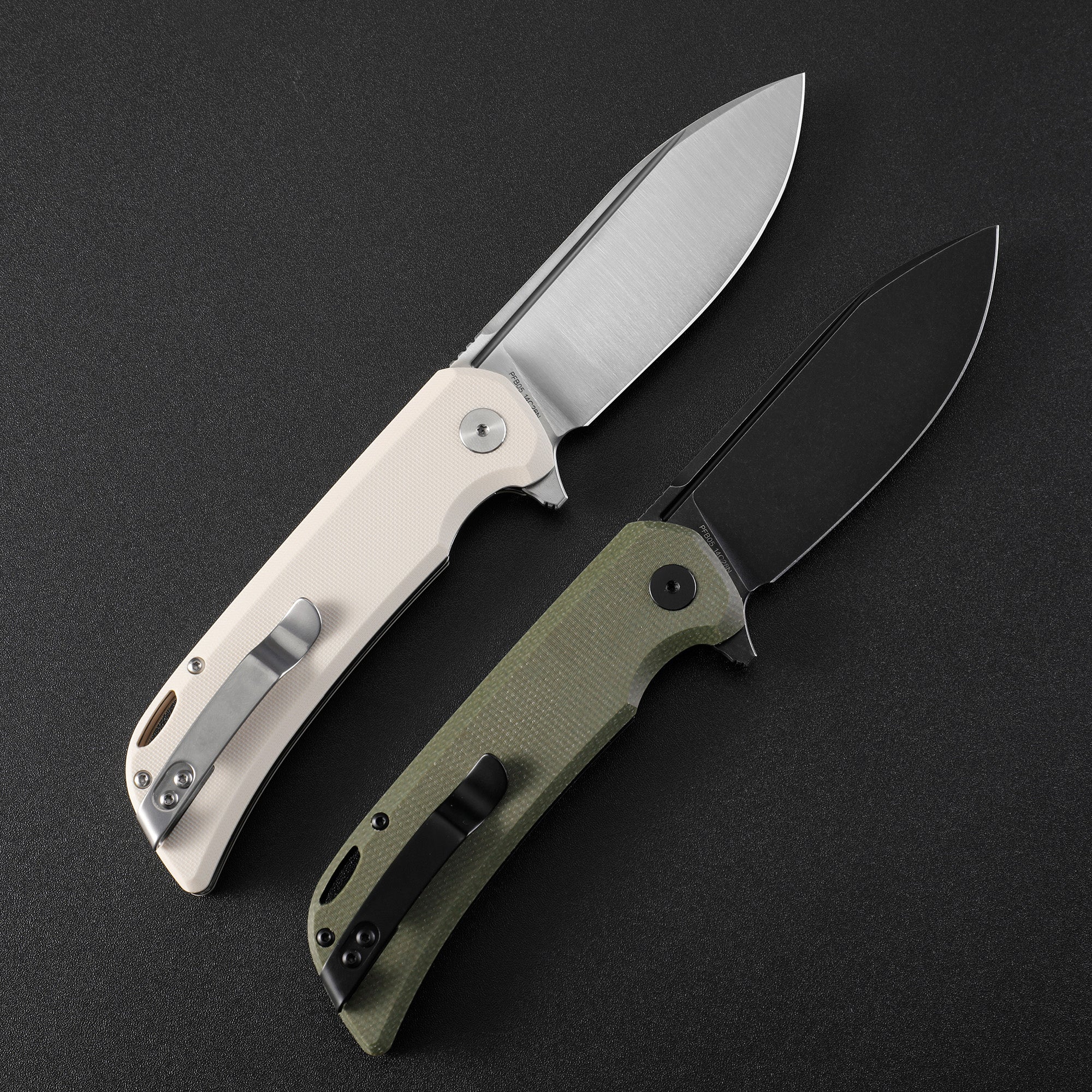 Petrified Fish PFB05 Tunny , 3.86" 14C28N Steel Blade, G10/Micarta Handle, Flipper Liner lock Folding knife