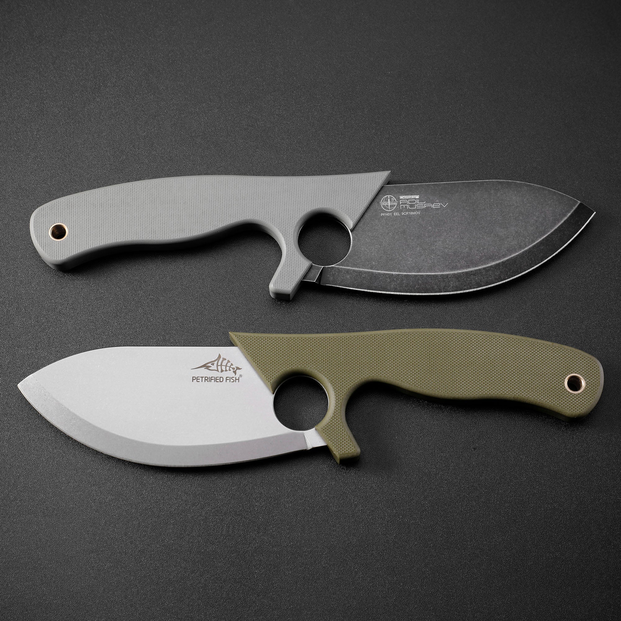 Petrified Fish PFH01 EEL , 3.46" 9CR18MOV Steel Blade, G10 Handle, Multifunctional Fixed Blade knife