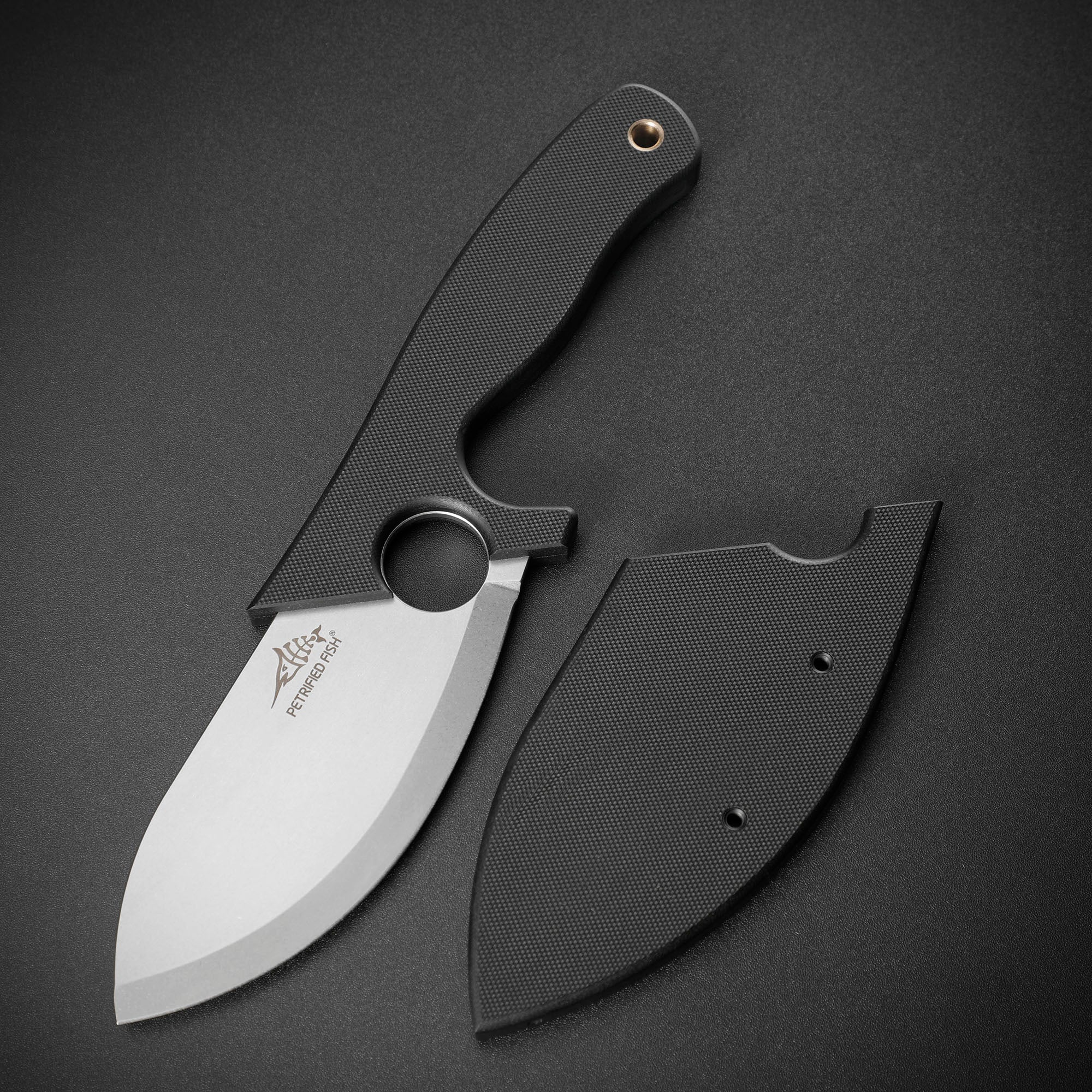 Petrified Fish PFH01 EEL , 3.46" 9CR18MOV Steel Blade, G10 Handle, Multifunctional Fixed Blade knife
