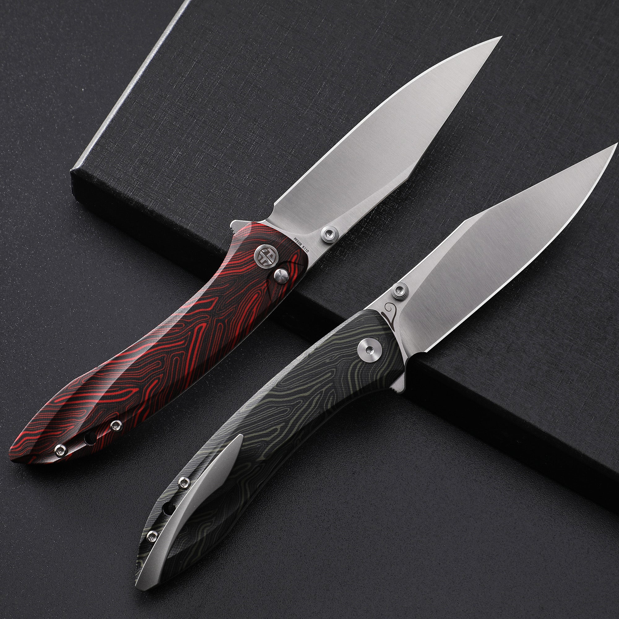 Petrified Fish PFE08 Grow ,3.62" K110 Satin Blade, 108g G10 Handle Button Lock Folding knife