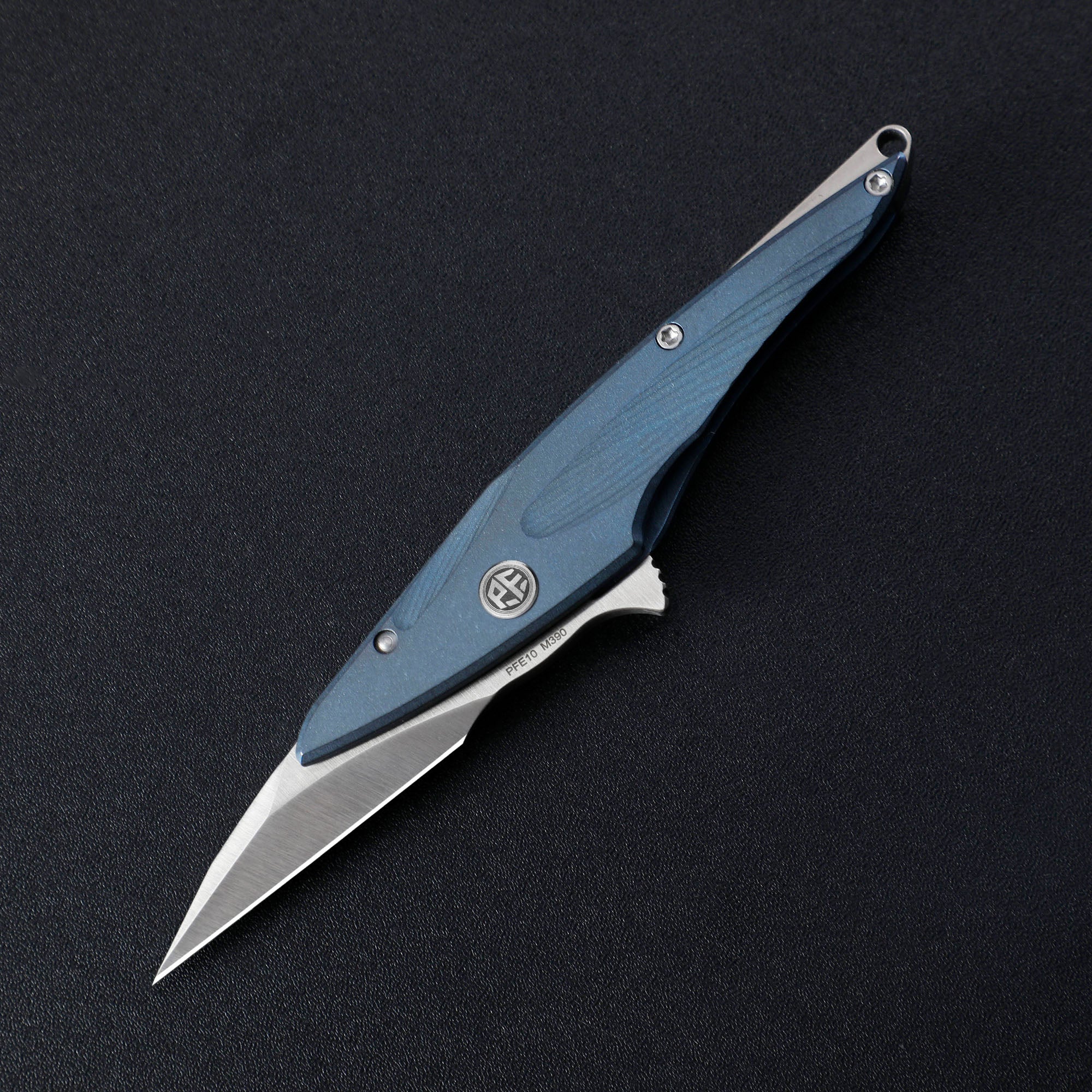 Petrified Fish PFE10 Hummingbird,1.06" M390 Satin/Black Stonewashed Blade, 30g Titanium Handle Frame lock Folding knife