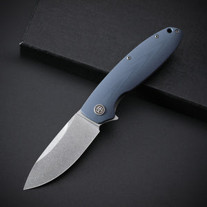 Petrified Fish PFB01 Terra ,3.54" D2 Blade, Gmascus/G10/Micarta Handle Flipper Liner lock Folding knife