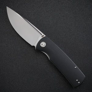 Petrified Fish PFP01 Beluga ,3.62" K110 Black Sand blasting Blade,159g/142g  G10/Micarta Handle Front Flipper Liner lock Folding knife