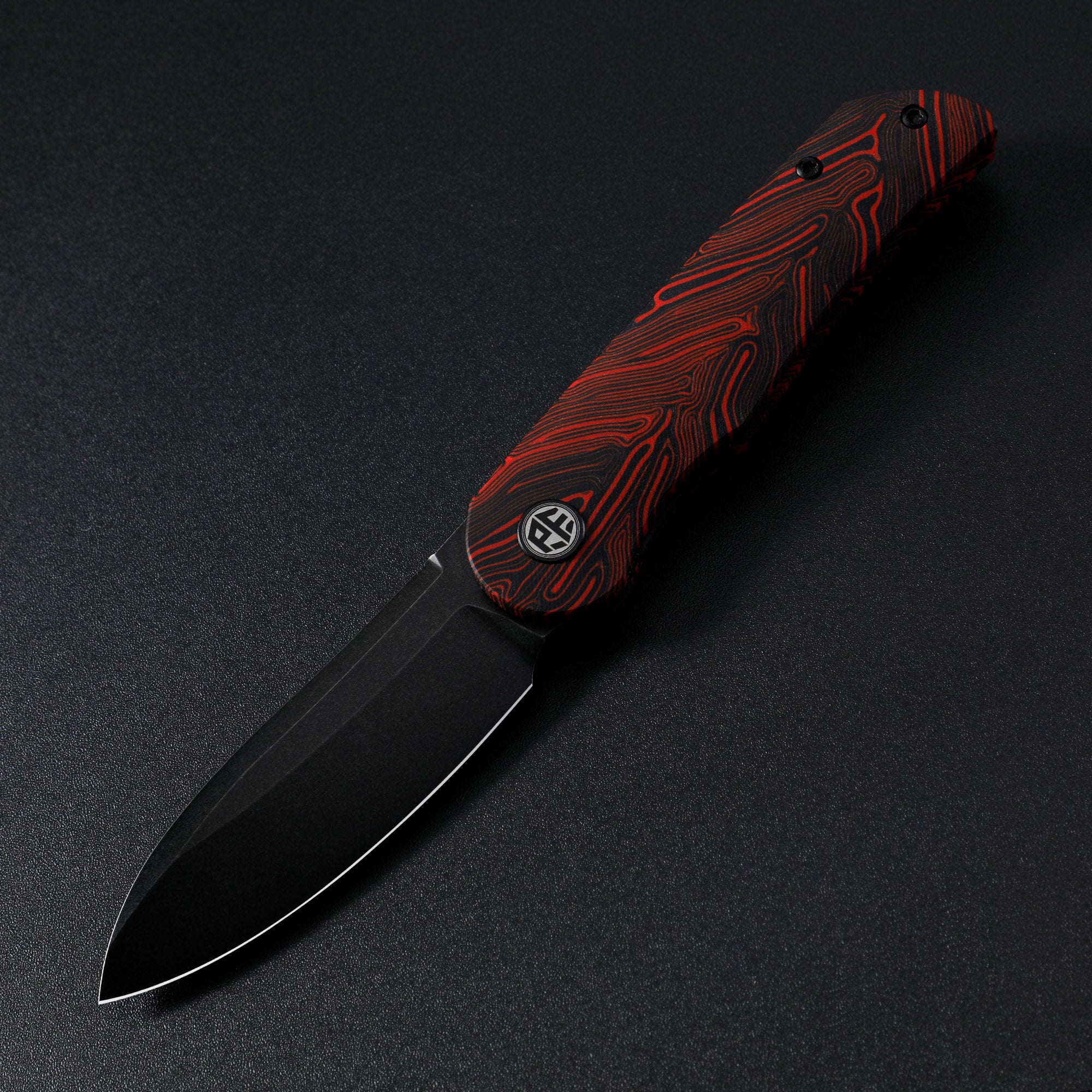 Petrified Fish PFE16 Elcamino , 3.15" N690 Steel Blade, Micarta/Gmascus Handle, Front Flipper Liner lockFolding knife