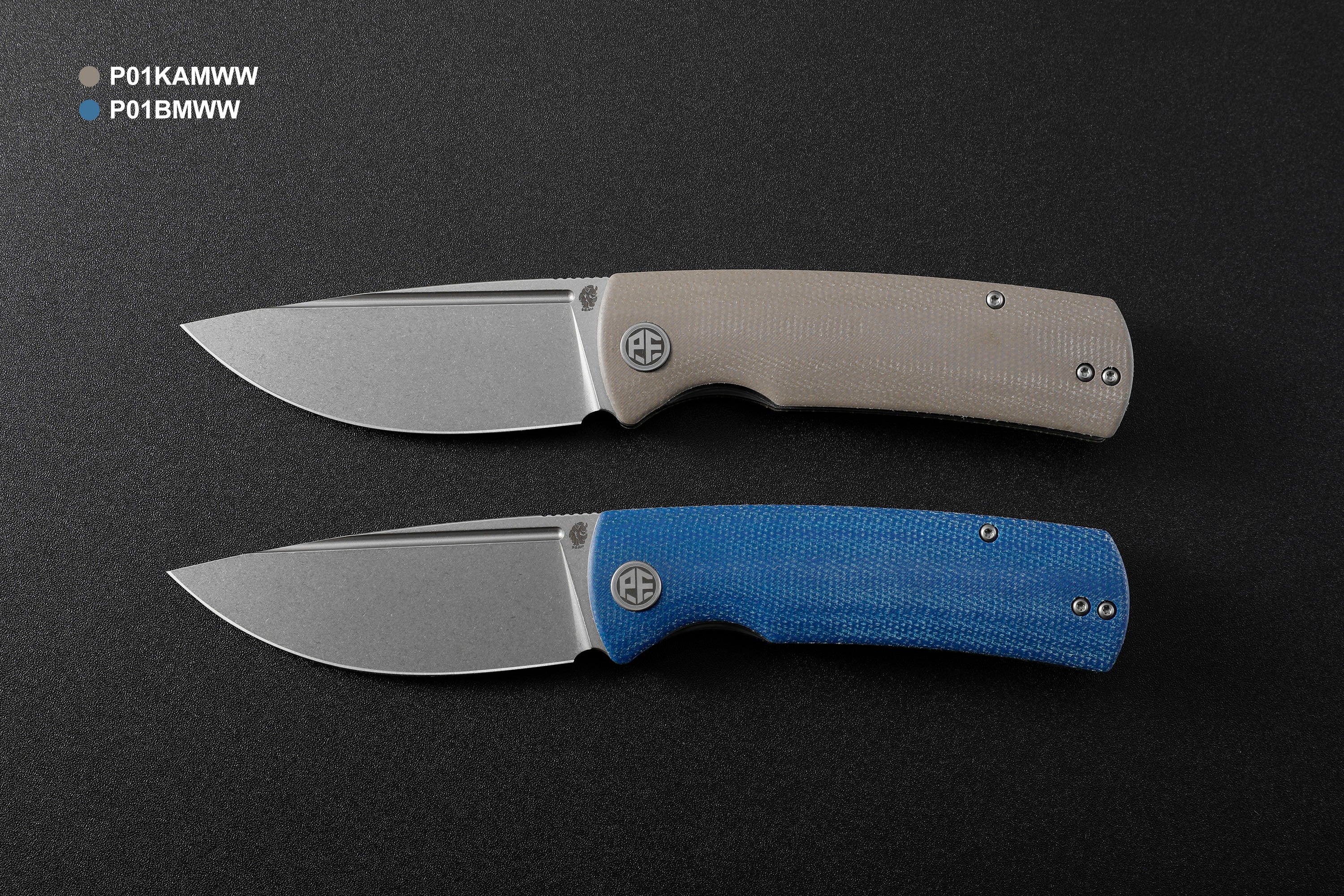 Petrified Fish PFP01 Beluga ,3.62" K110 Black Sand blasting Blade,159g/142g  G10/Micarta Handle Front Flipper Liner lock Folding knife