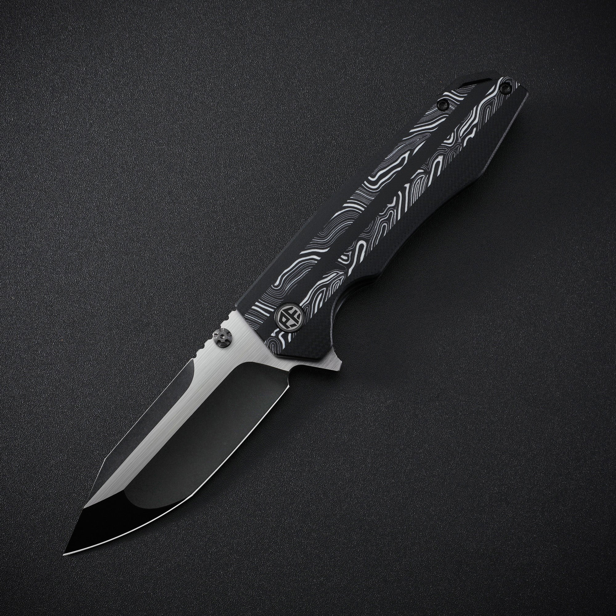 Petrified Fish PFP08 Mocado ,3.58" K110 Satin Blade, 160g G10 Handle Flipper Liner lock Folding knife