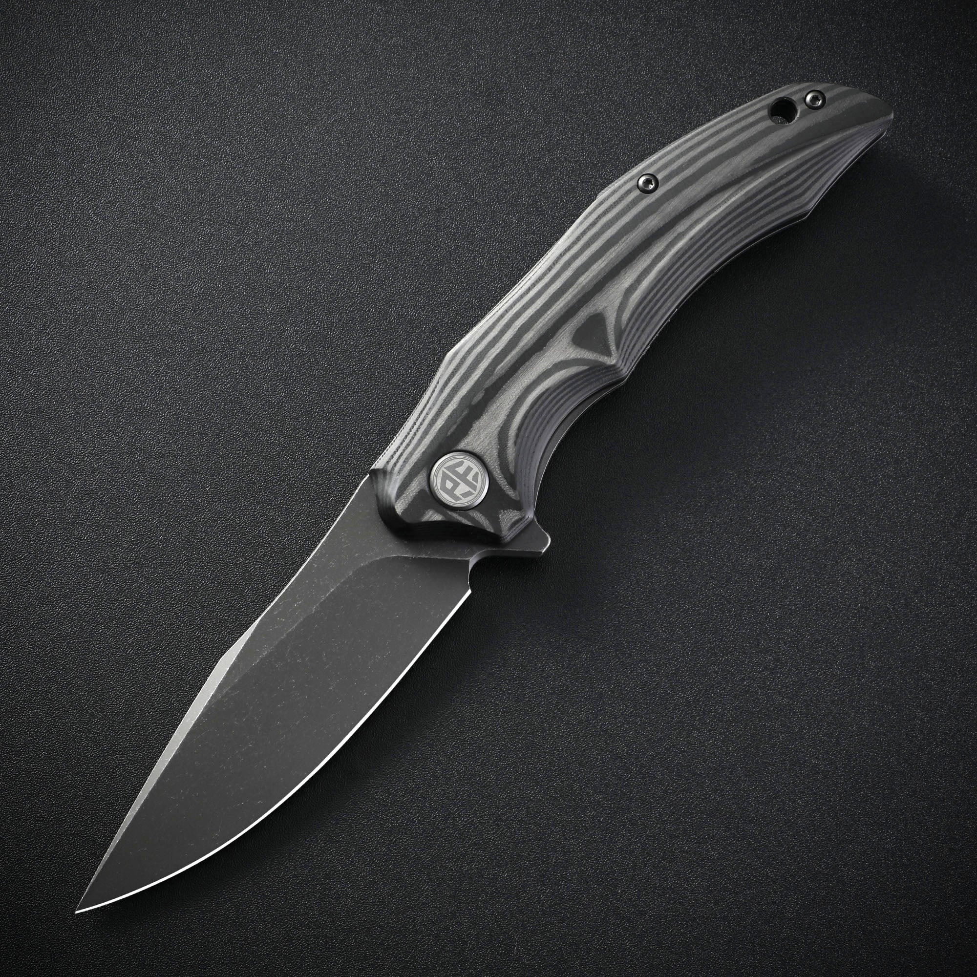 Petrified Fish PFP10 Hairtail ,3.54" K110 Steel Blade, 149g Micarta/Carbon Fiber Handle, Flipper Liner lock  Folding knife