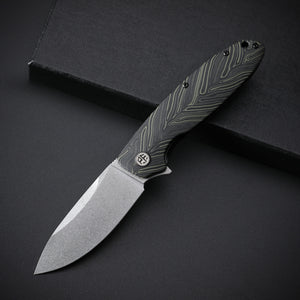 Petrified Fish PFB01 Terra ,3.54" D2 Blade, Gmascus/G10/Micarta Handle Flipper Liner lock Folding knife