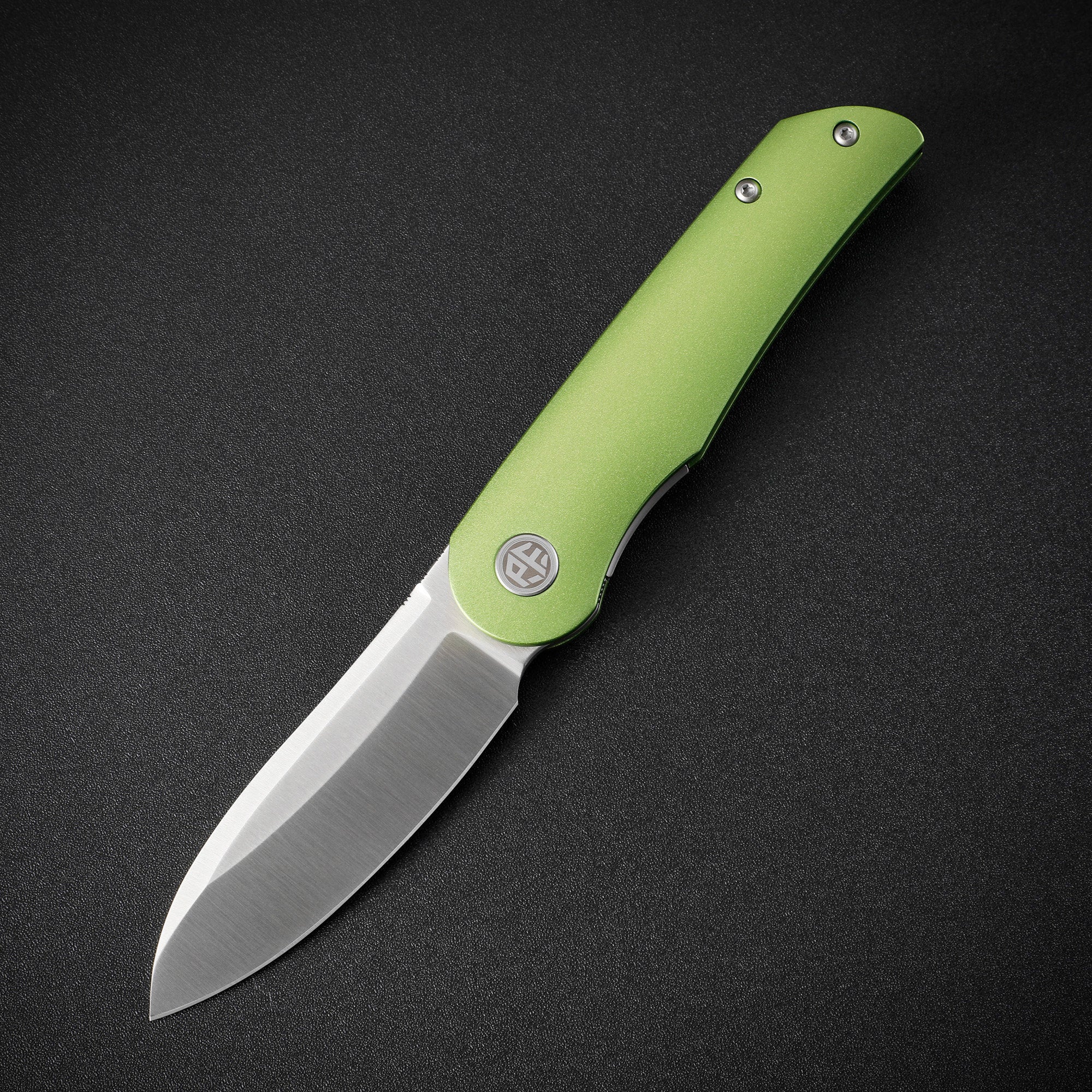 Petrified Fish PFE16 Elcamino , 3.15" N690 Steel Blade, Micarta/Gmascus/Aluminum Handle, Front Flipper Liner lockFolding knife