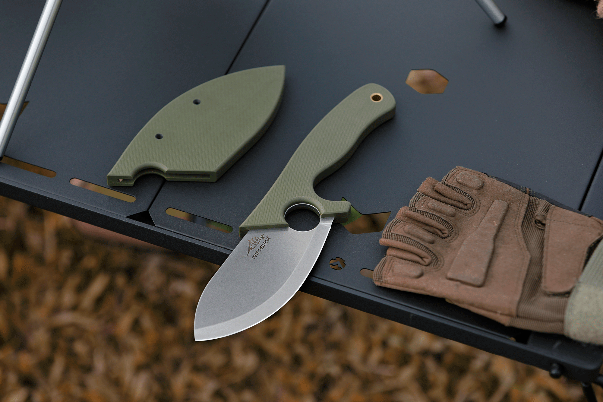Petrified Fish PFH01 EEL , 3.46" 9CR18MOV Steel Blade, G10 Handle, Multifunctional Fixed Blade knife