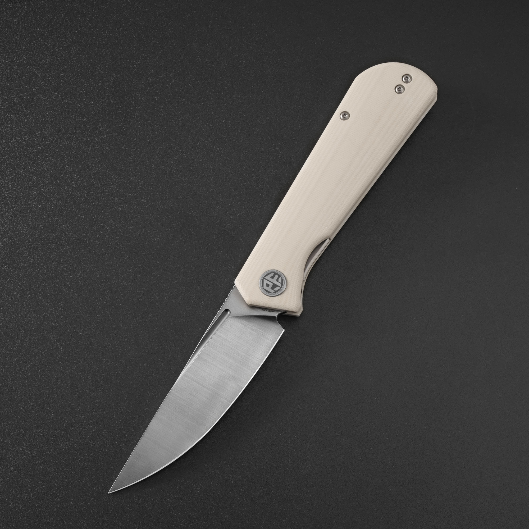 Petrified Fish PFP07 Viking  ,3.62" K110/Damascus Blade, G10/Micarta/Wood Handle Front Flipper Liner lock Folding knife