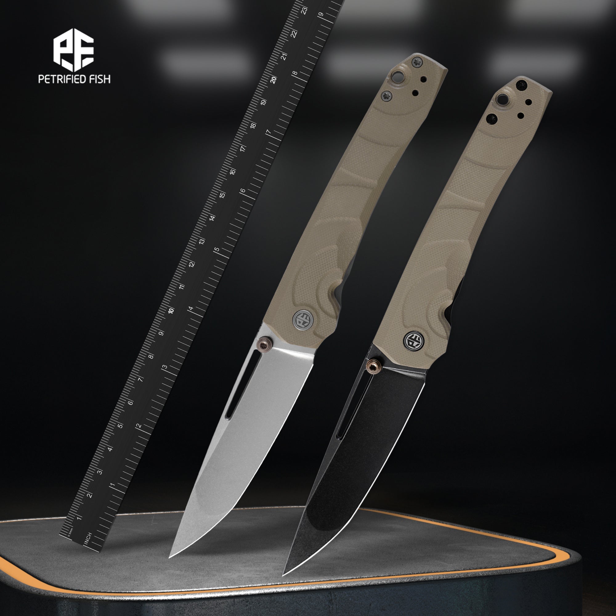 Petrified Fish PFP11- Ripple , 3.78" 14C28N Steel Hollow Blade, G10 Handle, Front Flipper Liner lock Folding knife