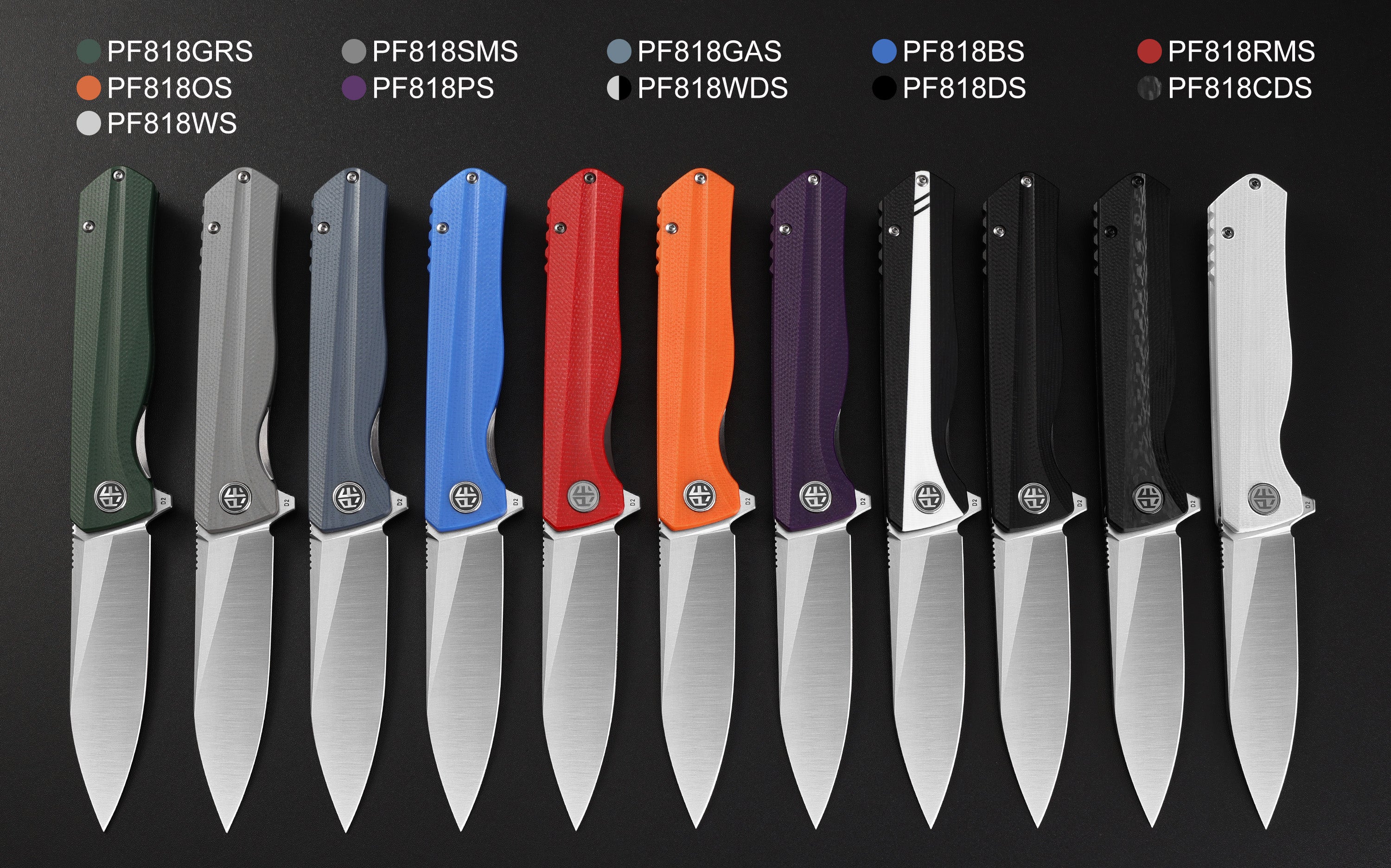 Petrified Fish PF818-Forward,3.54"D2 Steel Blade,G10/Micarta/G10+Carbon Fiber Handle, Flipper Liner lock Folding knife