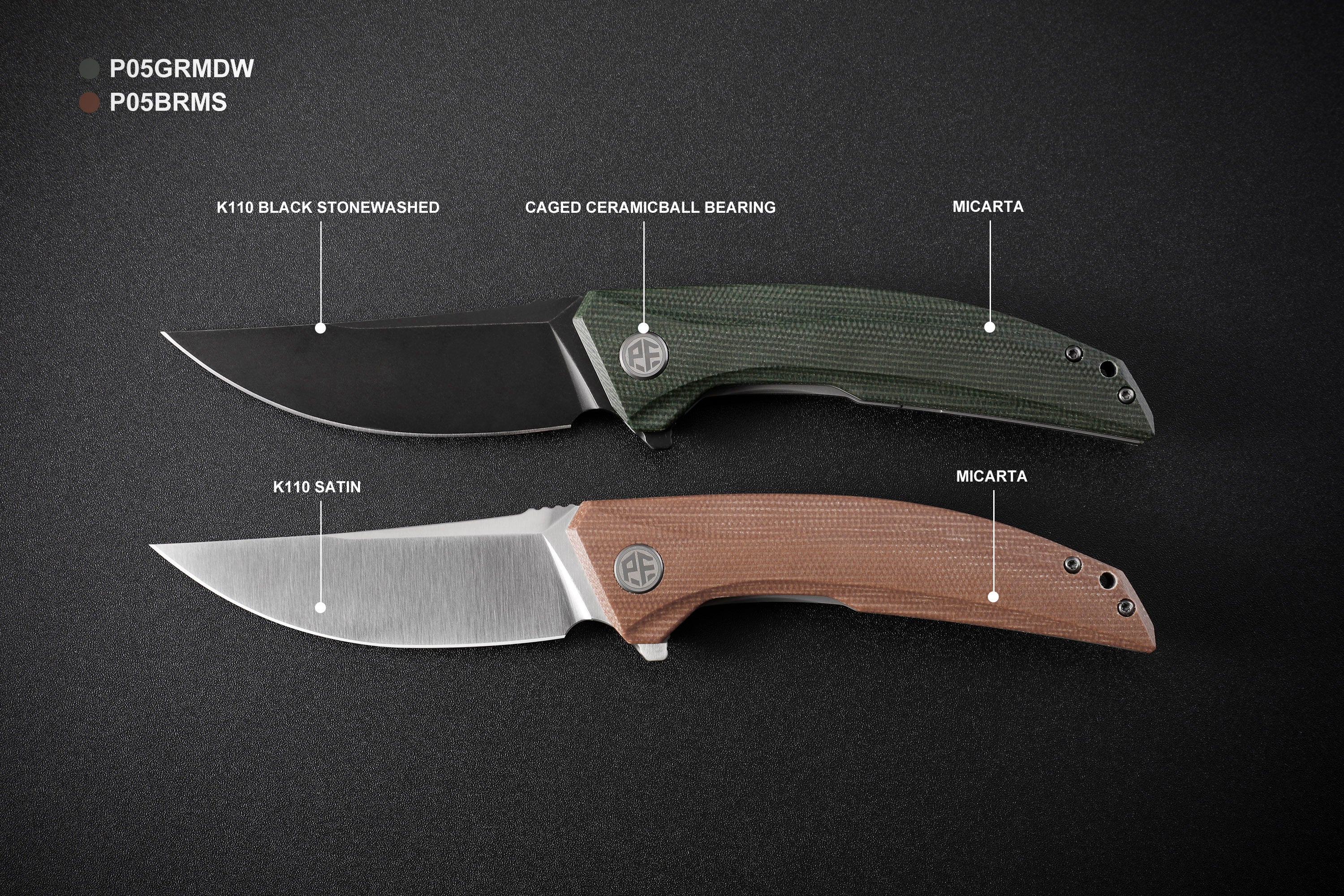 Petrified Fish PFP05 Deepsea ,3.66” K110 Blade,Carbon fiber/Micarta/Carbon fiber&G10 Handle Flipper Liner lock Folding knife
