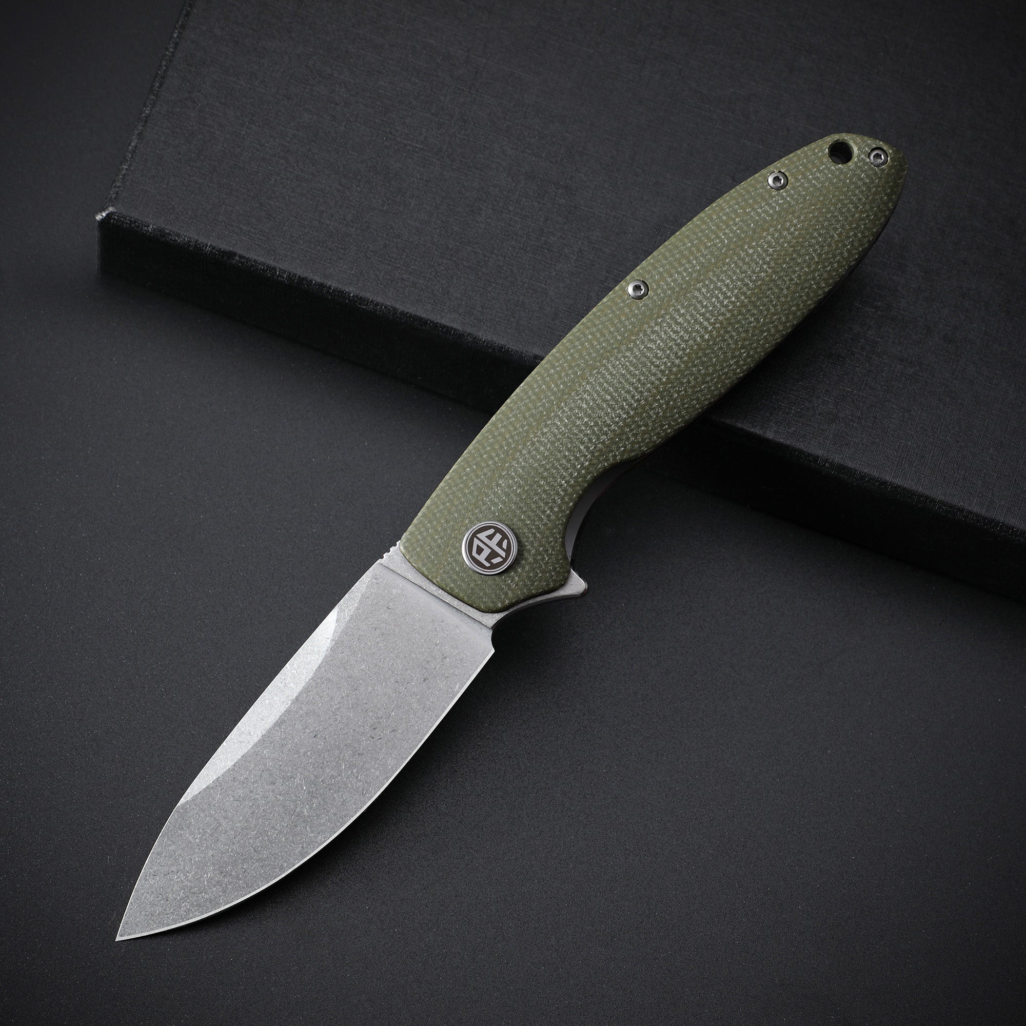 Petrified Fish PFB01 Terra ,3.54" D2 Blade, Gmascus/G10/Micarta Handle Flipper Liner lock Folding knife