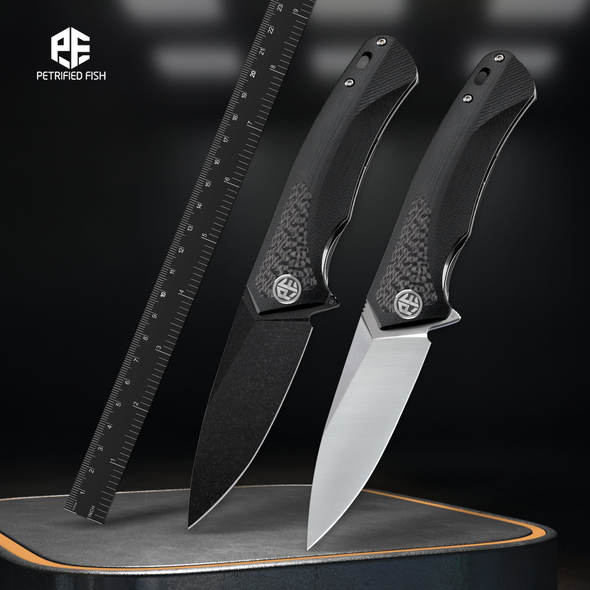 Petrified Fish PF838 Pub,3.74"D2 Steel Blade,Carbon Fiber&G10 Handle, Flipper Liner lock Folding knife