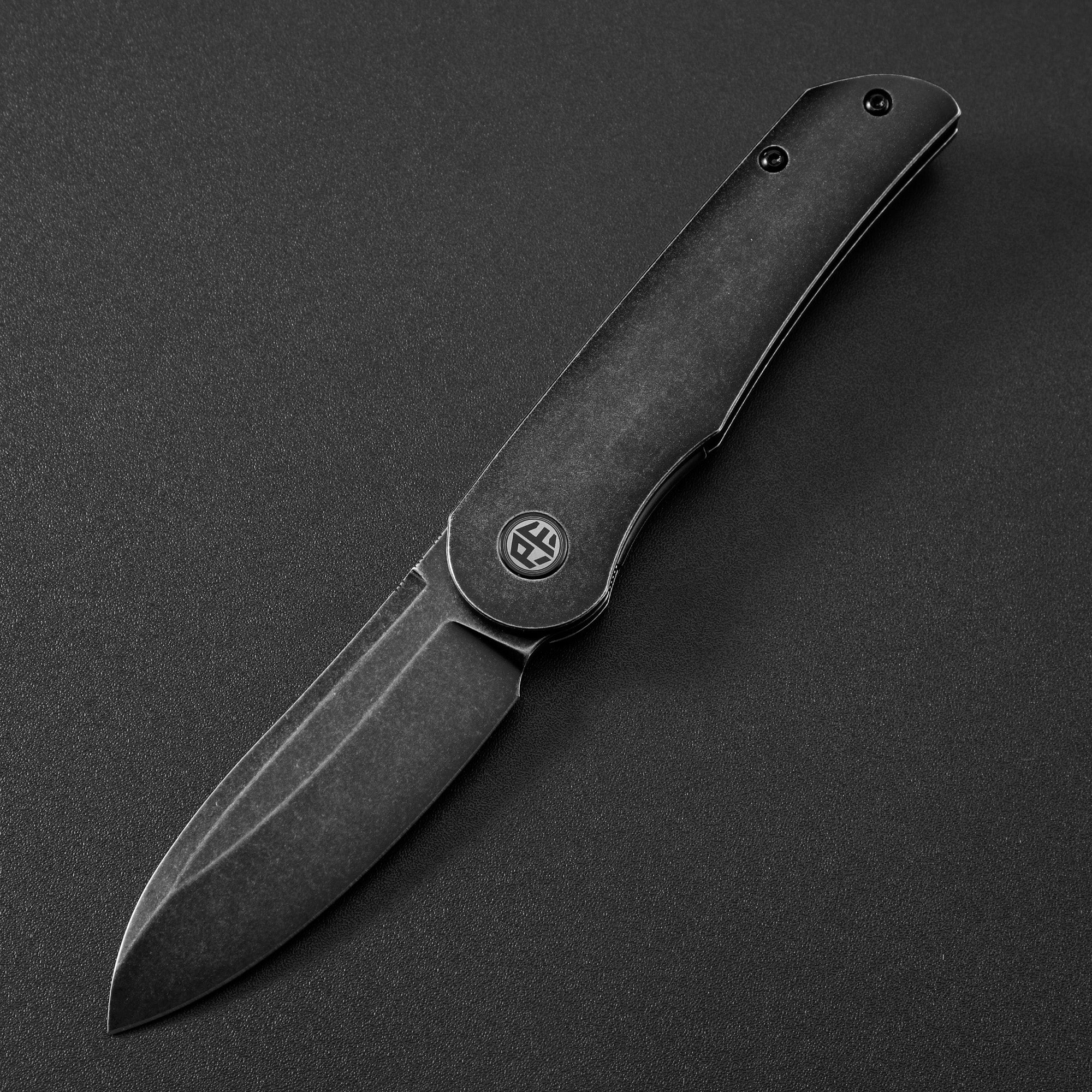 Petrified Fish PFE16 Elcamino , 3.15" N690 Steel Blade, Micarta/Gmascus/Aluminum Handle, Front Flipper Liner lockFolding knife