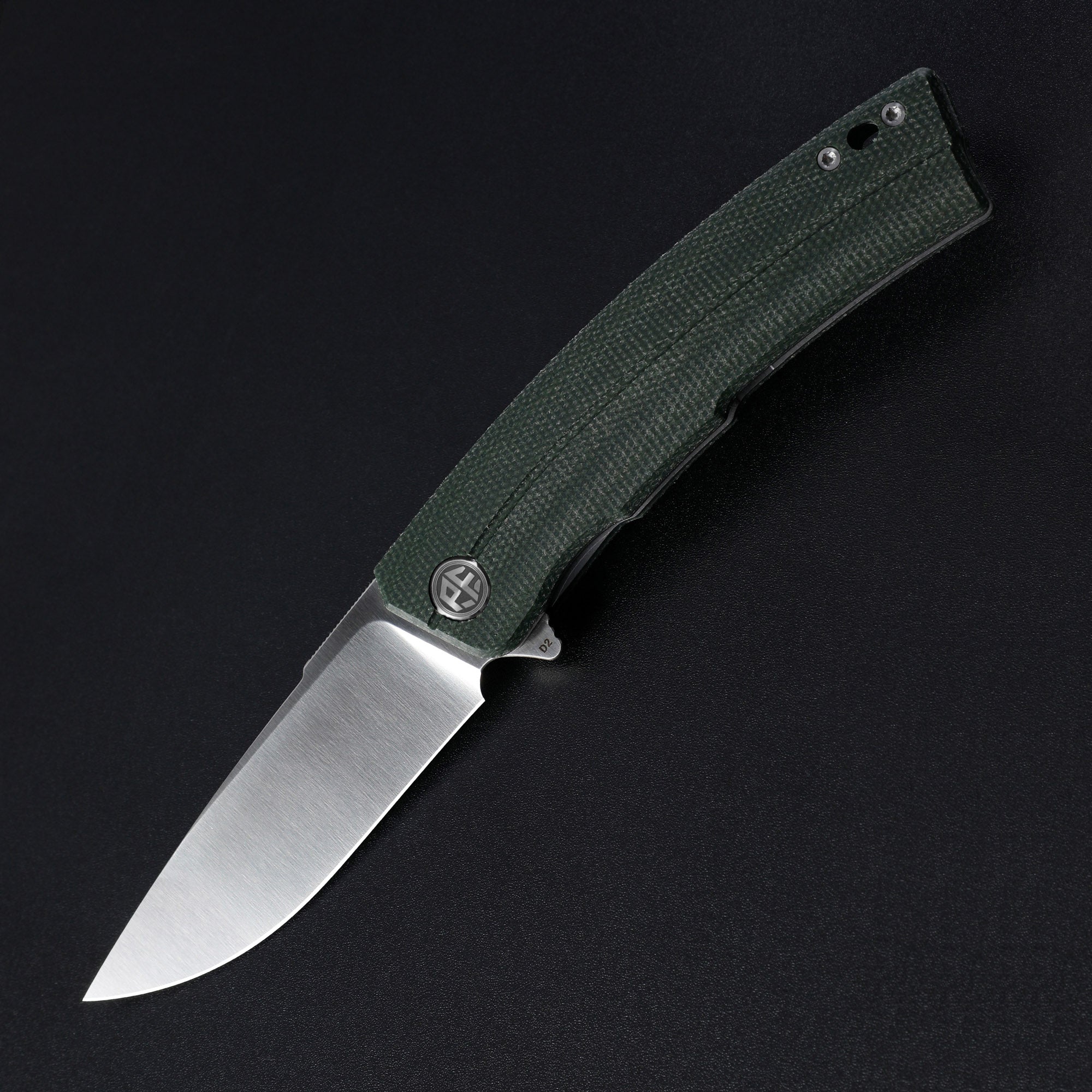 Petrified Fish PFP02 Magazine,3.66“ D2 Satin Blade，G10/Micarta/Carbon Fiber 145g folding Kinfe