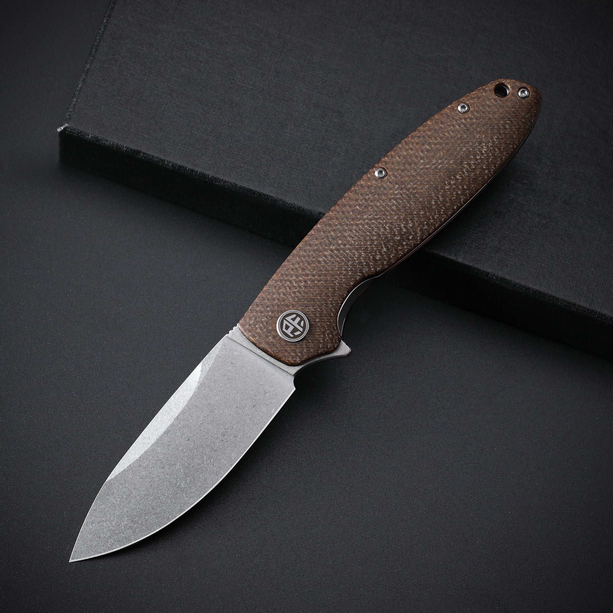 Petrified Fish PFB01 Terra ,3.54" D2 Blade, Gmascus/G10/Micarta Handle Flipper Liner lock Folding knife