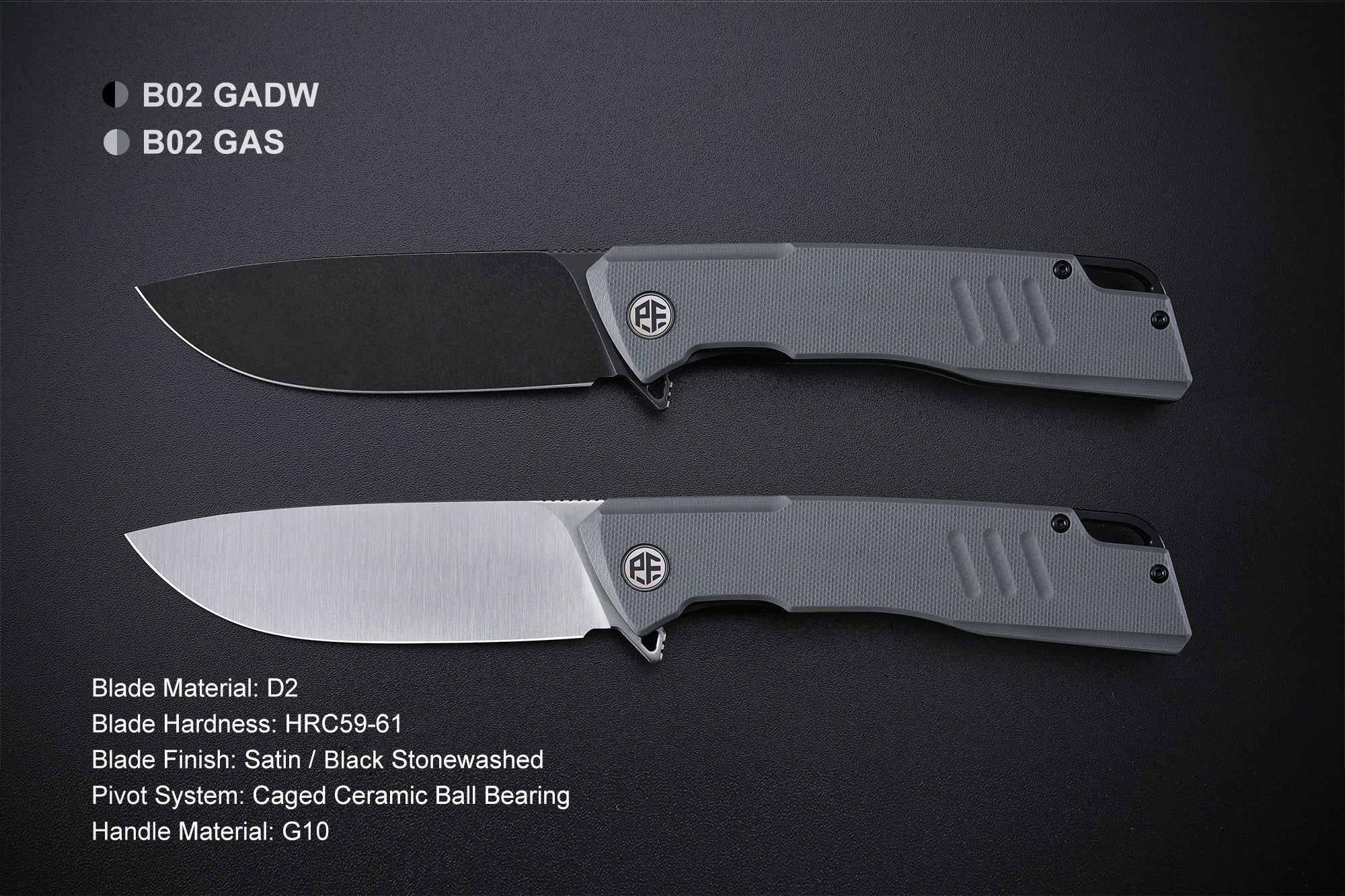 Petrified Fish PFB02 Loco ,3.70" D2 Satin Blade, 150g G10 Handle Flipper Liner lock Folding knife