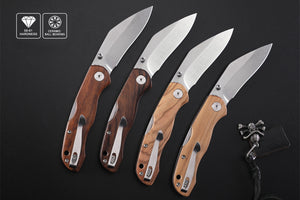 Petrified Fish PFE12 Skalor,3.39" 154CM Blade, 120g Olive Wood Handle Lock Back Folding knife