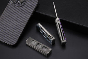 Petrified Fish PFE09 Cash ,1.81" 14C28N Satin Blade, 48g Titanium Handle Front Flipper Folding knife
