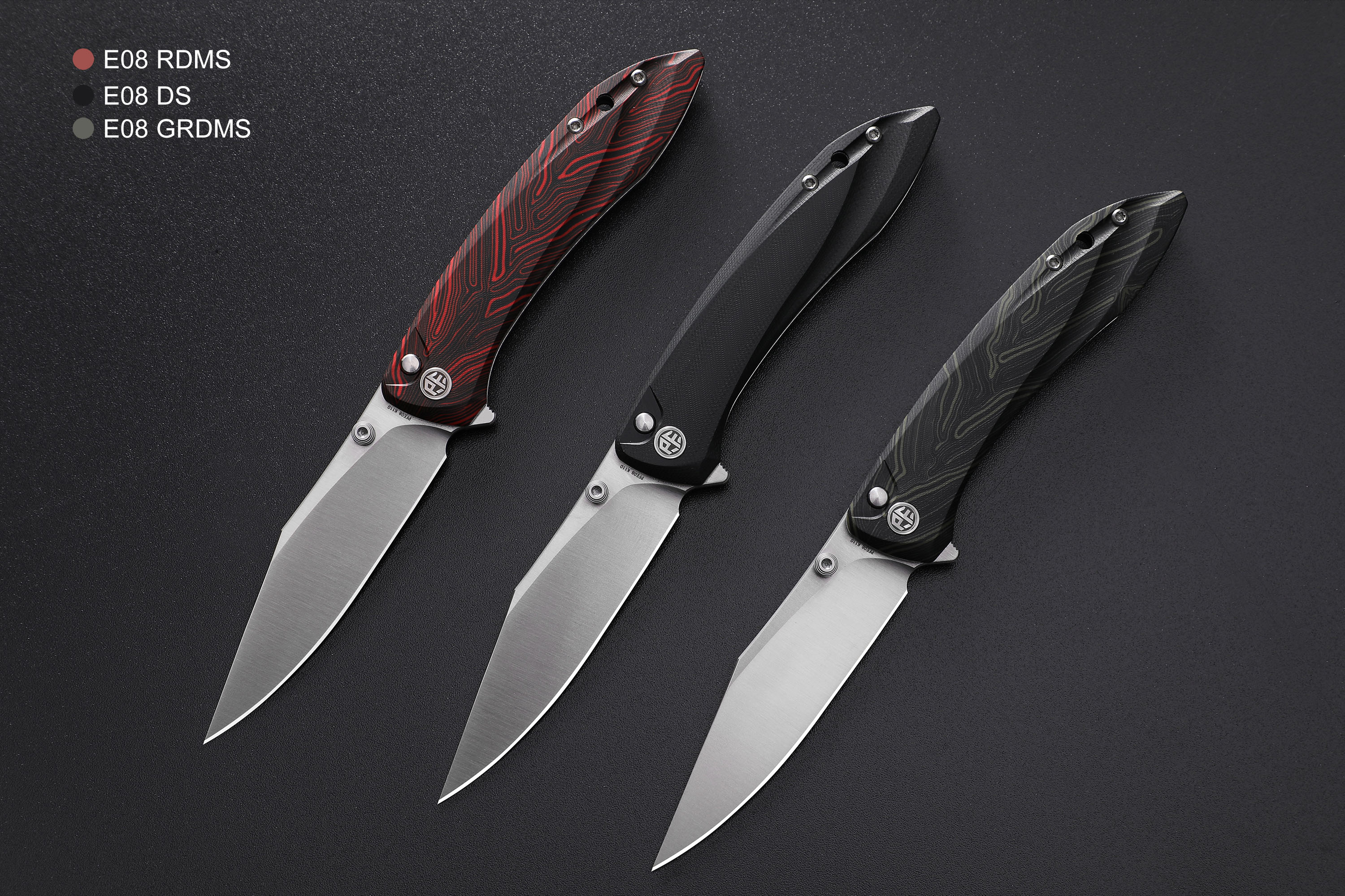 Petrified Fish PFE08 Grow ,3.62" K110 Satin Blade, 108g G10 Handle Button Lock Folding knife