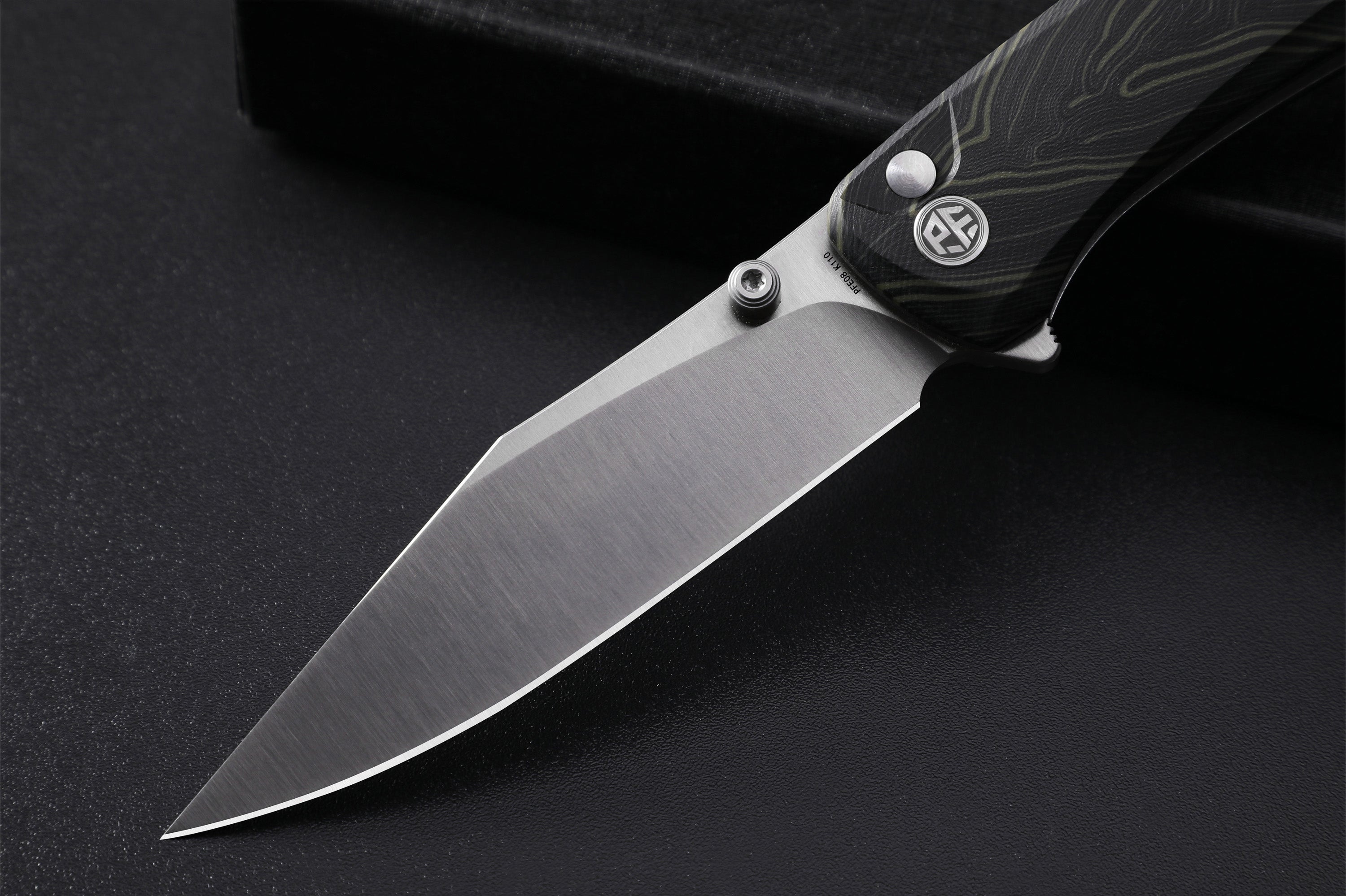 Petrified Fish PFE08 Grow ,3.62" K110 Satin Blade, 108g G10 Handle Button Lock Folding knife