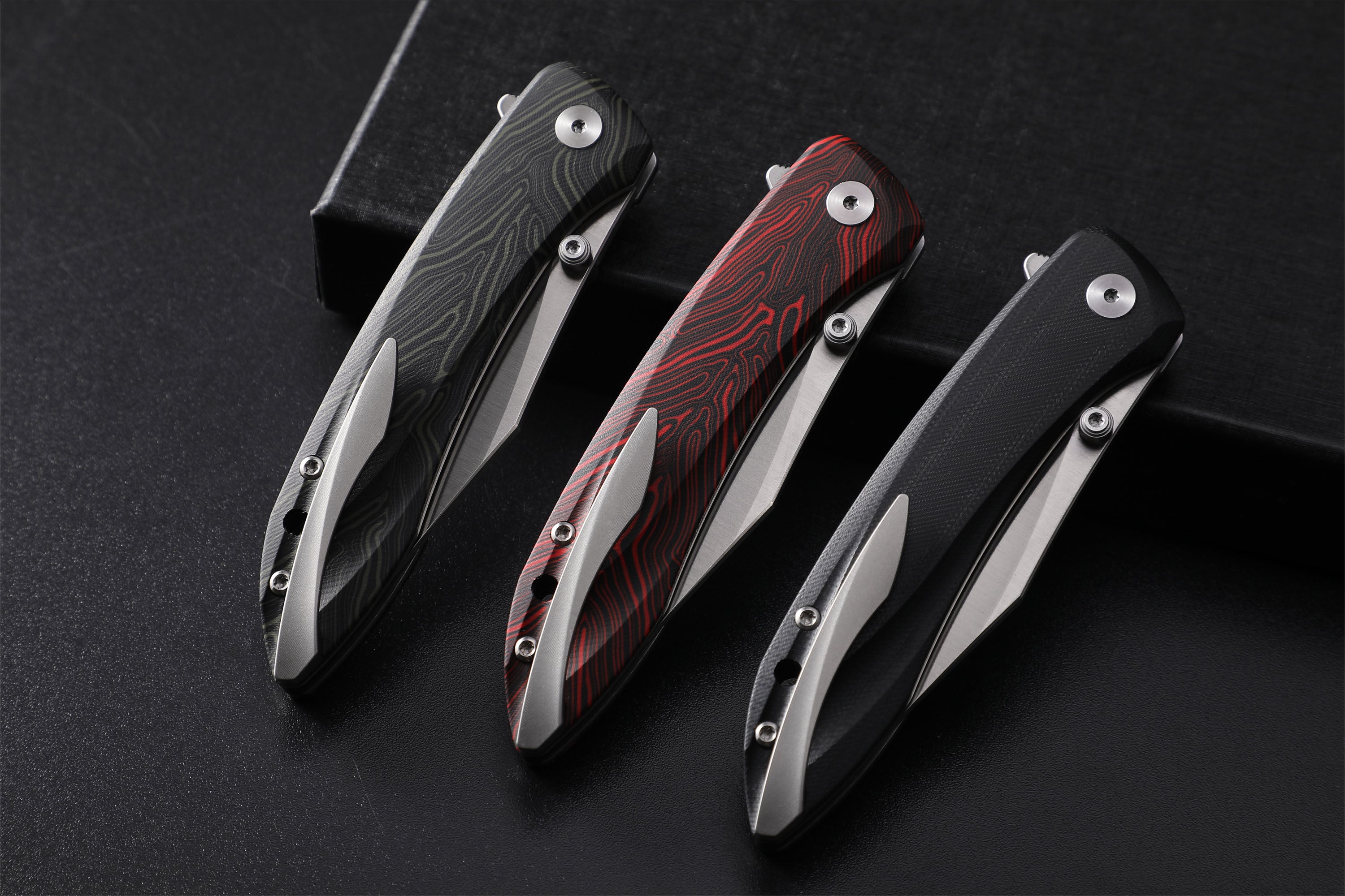 Petrified Fish PFE08 Grow ,3.62" K110 Satin Blade, 108g G10 Handle Button Lock Folding knife