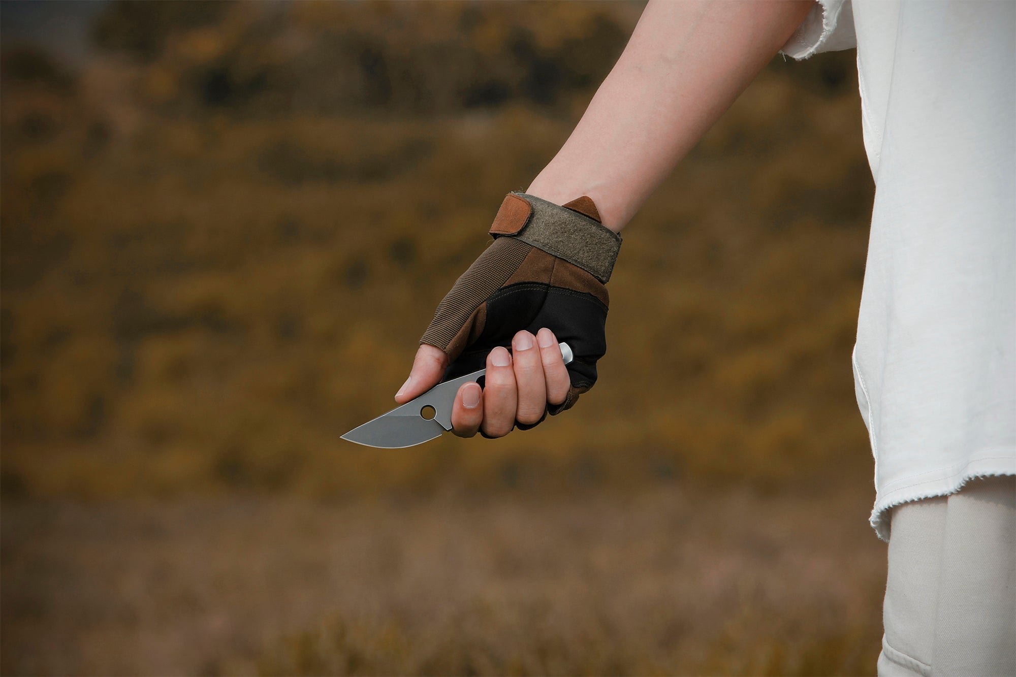 Petrified Fish PFE13 Bison ,2.4" 14C28N Stonewashed Blade, 71.5g Skeleton knife