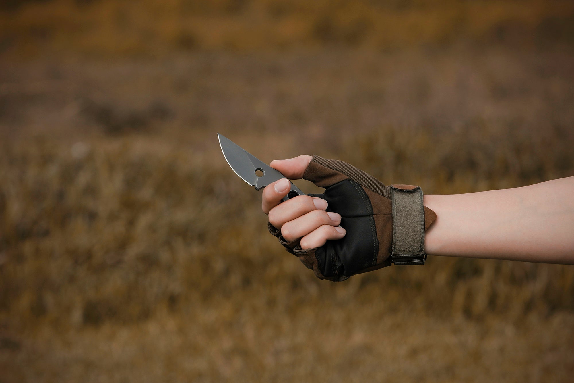 Petrified Fish PFE13 Bison ,2.4" 14C28N Stonewashed Blade, 71.5g Skeleton knife