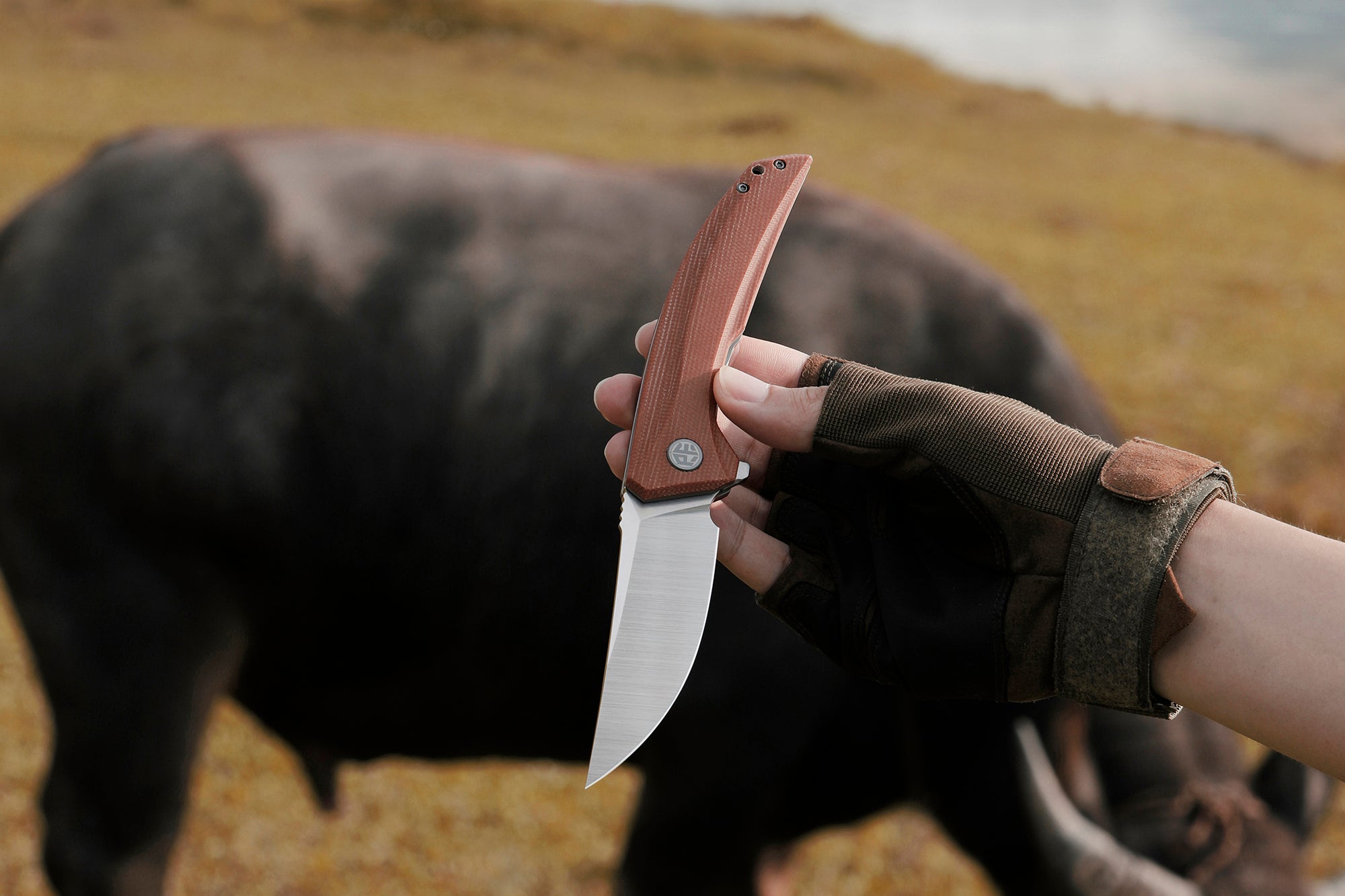 Petrified Fish PFP05 Deepsea ,3.66” K110 Blade,Carbon fiber/Micarta/Carbon fiber&G10 Handle Flipper Liner lock Folding knife