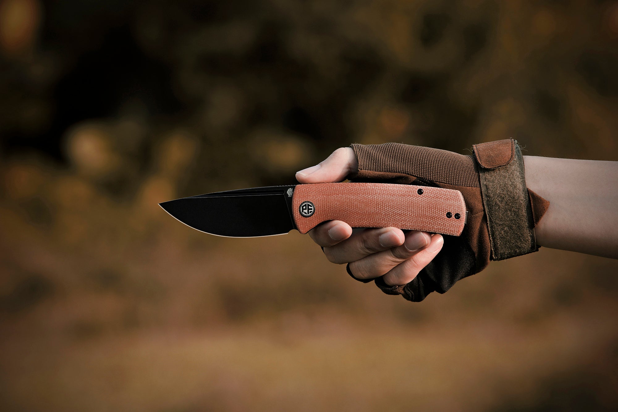 Petrified Fish PFP01 Beluga ,3.62" K110 Black Sand blasting Blade,159g/142g  G10/Micarta Handle Front Flipper Liner lock Folding knife