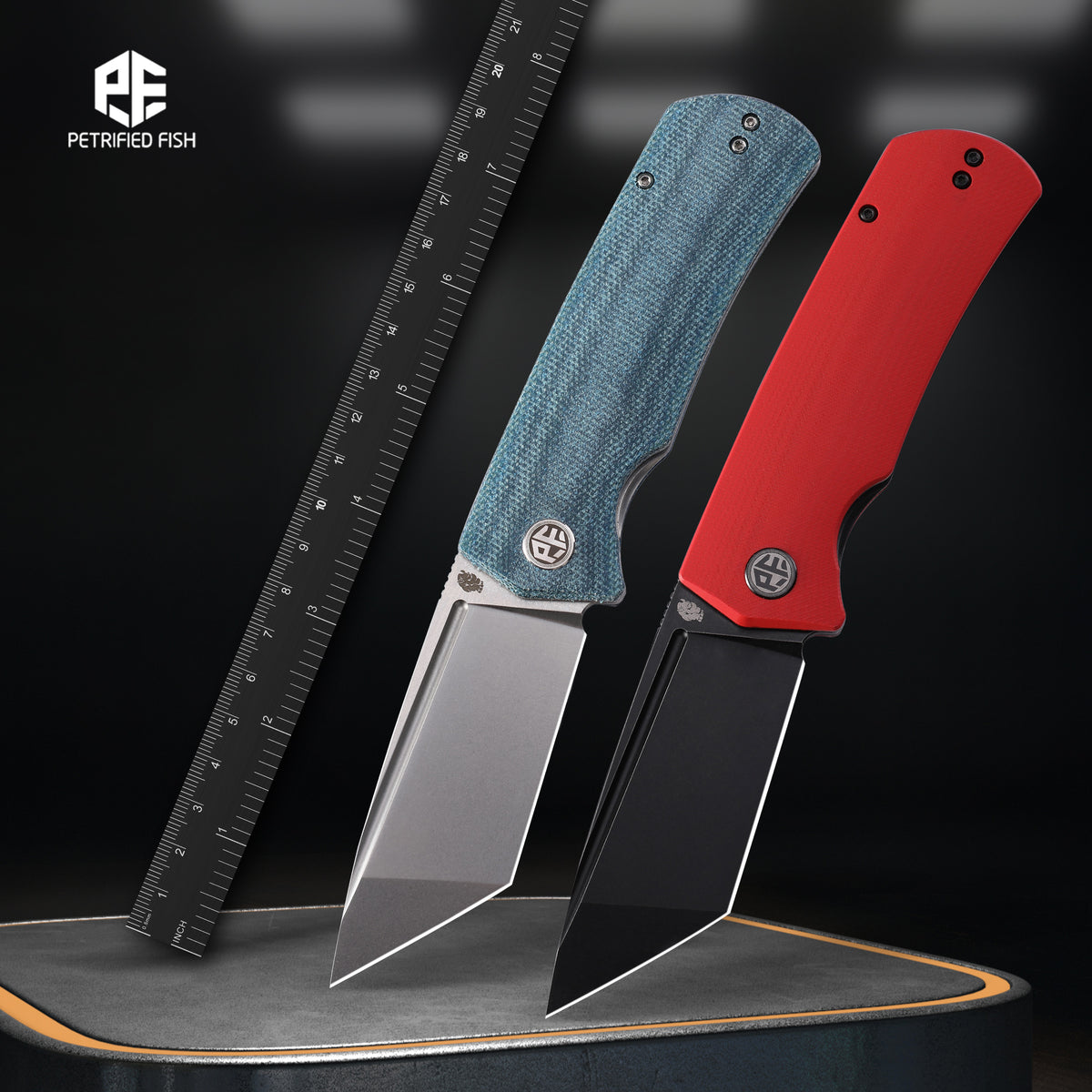 Petrified fish PFP01X Beluga Coltello Pieghevole 14C28N Acciaio 2.99 Raso Lama G10 Maniglia Tascabile Coltello Pieghevole EDC (Yellow Stonewashed